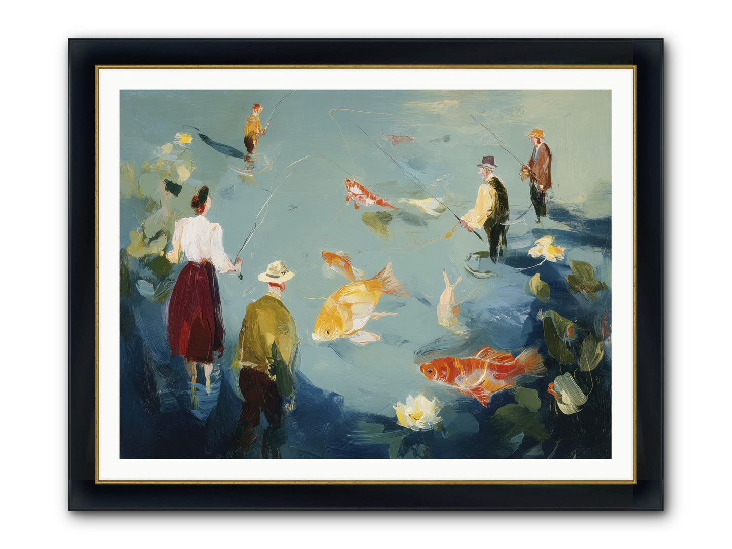 Shoreline Soliloquy Framed Print - Wide Black w/Gold 48x36