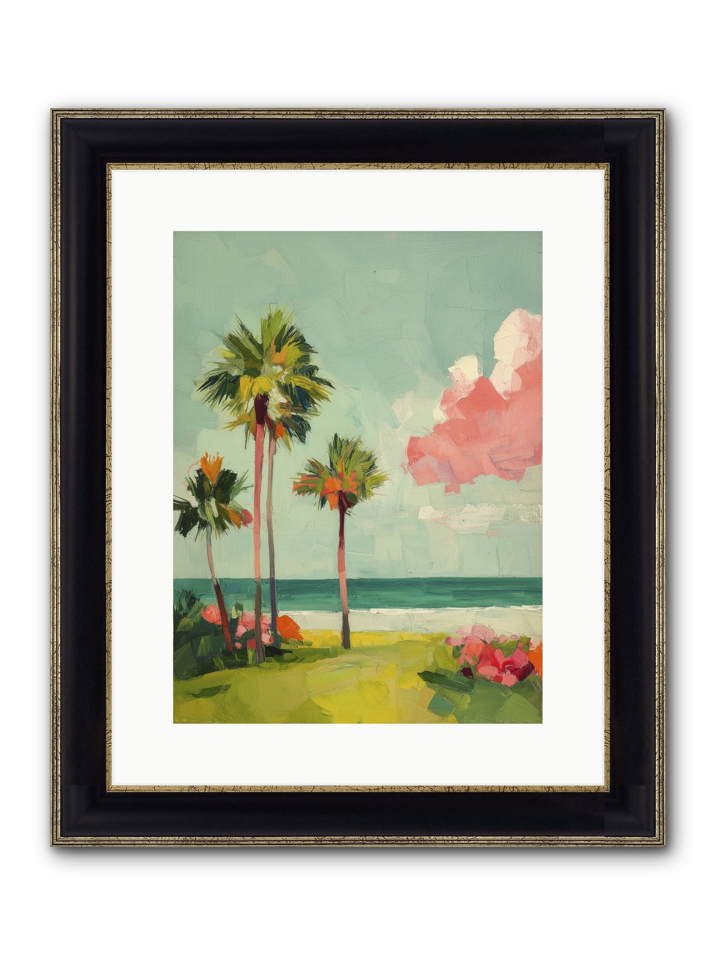Shores Under Turquoise Framed Print - Black & Gold 12x16