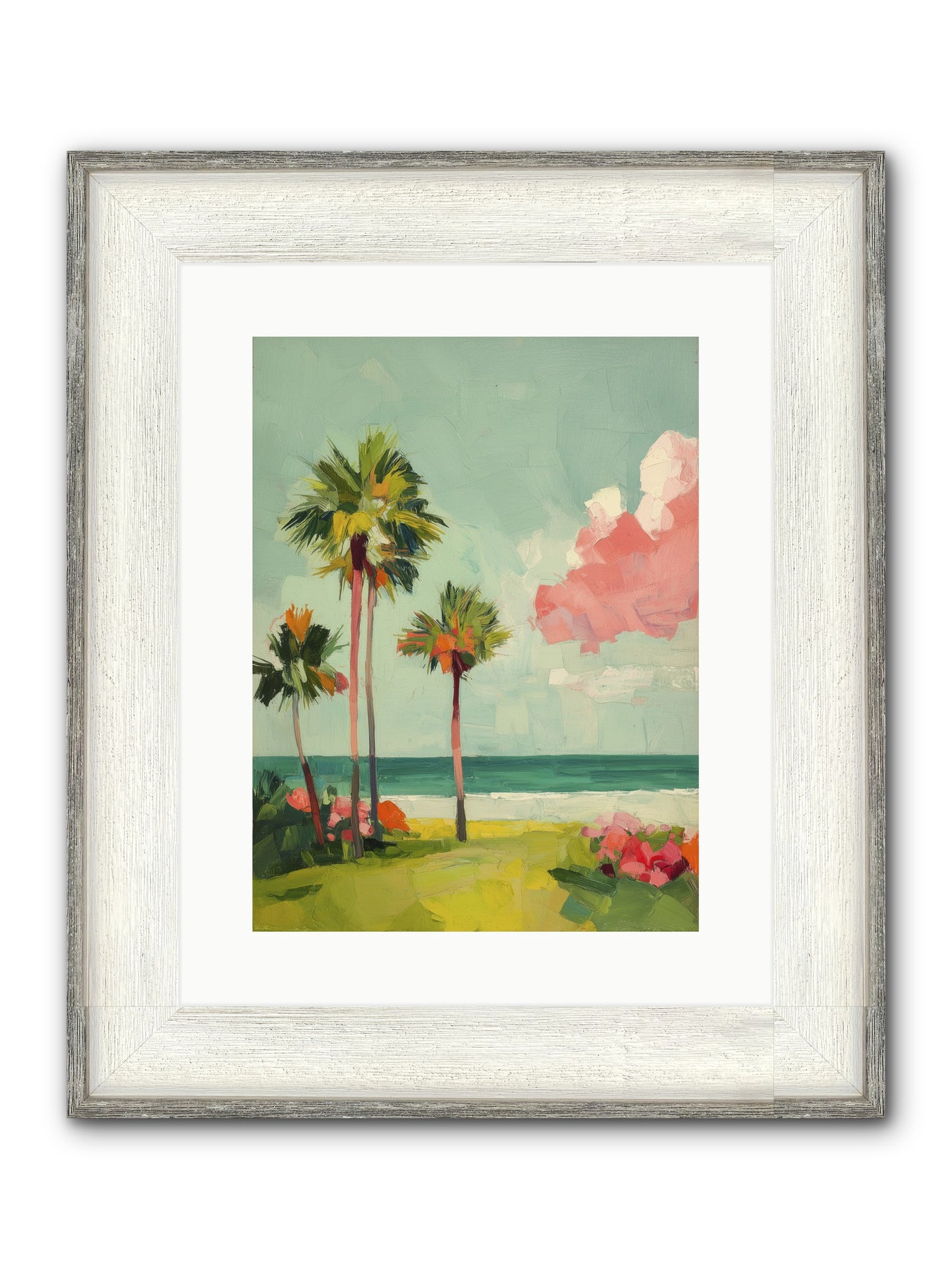 Shores Under Turquoise Framed Print - Driftwood White 12x16