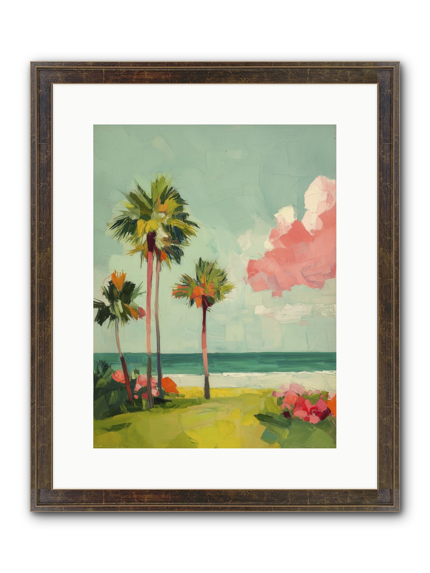 Shores Under Turquoise Framed Print - Slimwoods Black/Gold 12x16