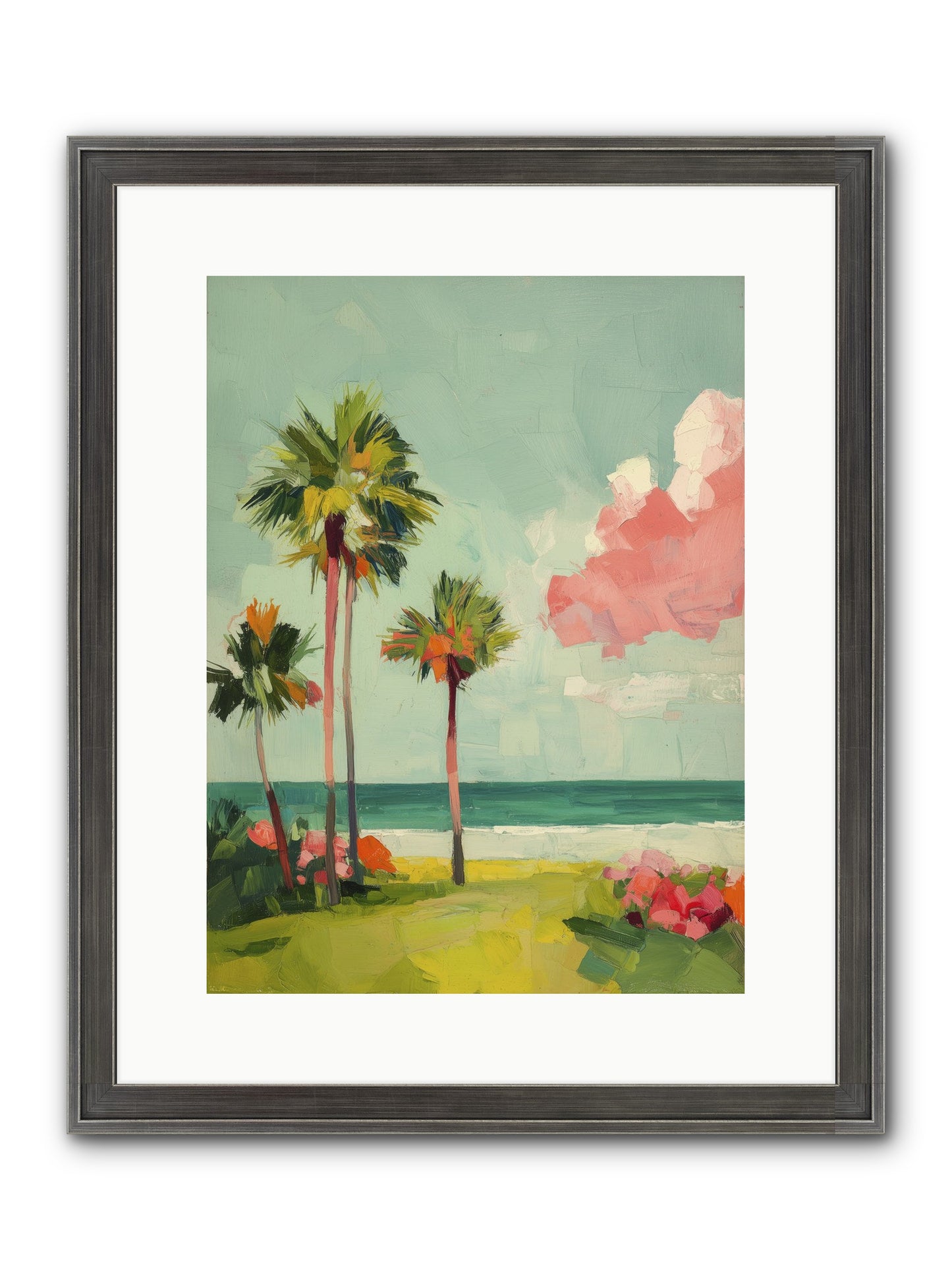 Shores Under Turquoise Framed Print - Slimwoods Black/Silver 12x16