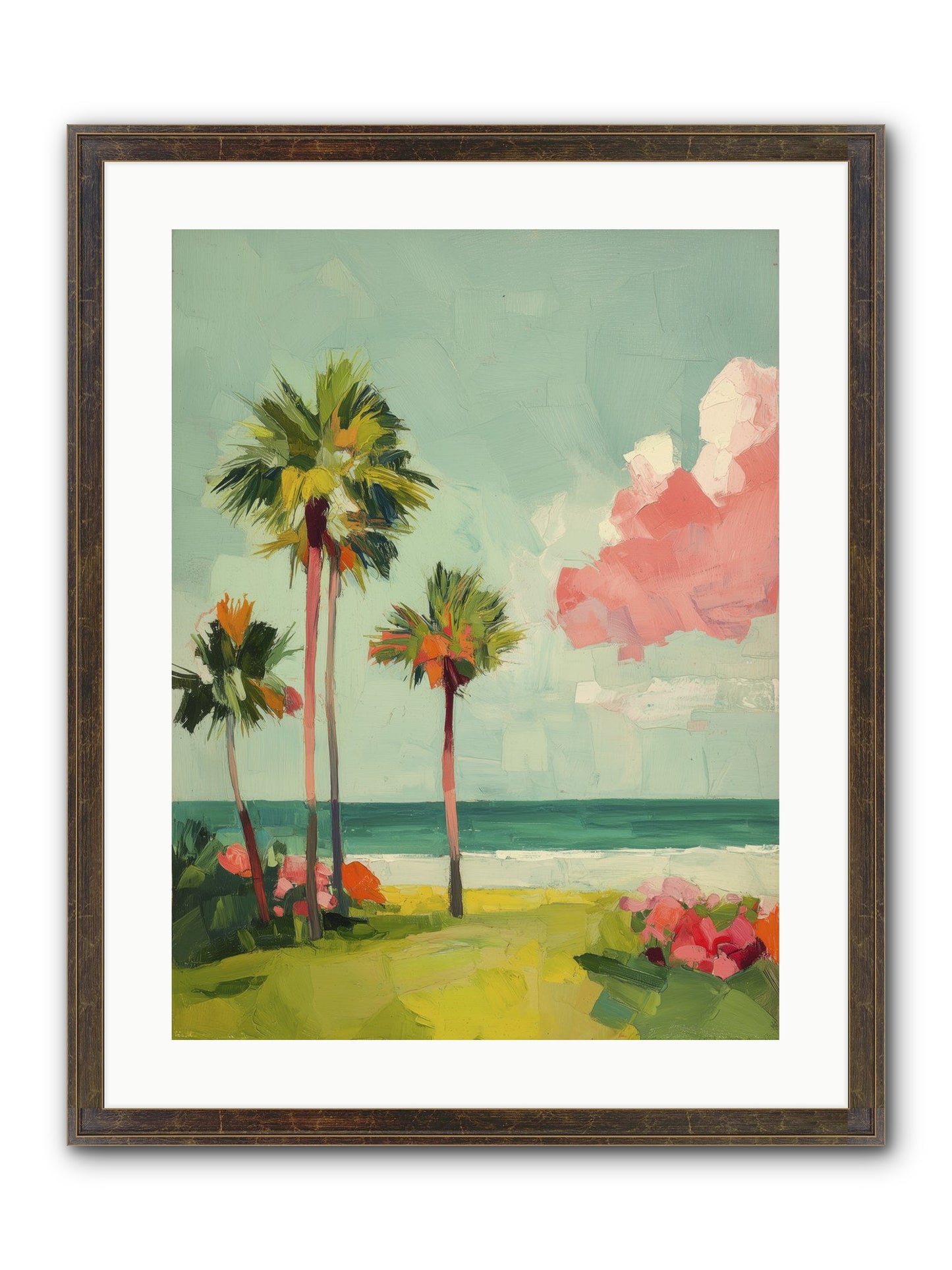 Shores Under Turquoise Framed Print - Slimwoods Black/Gold 18x24