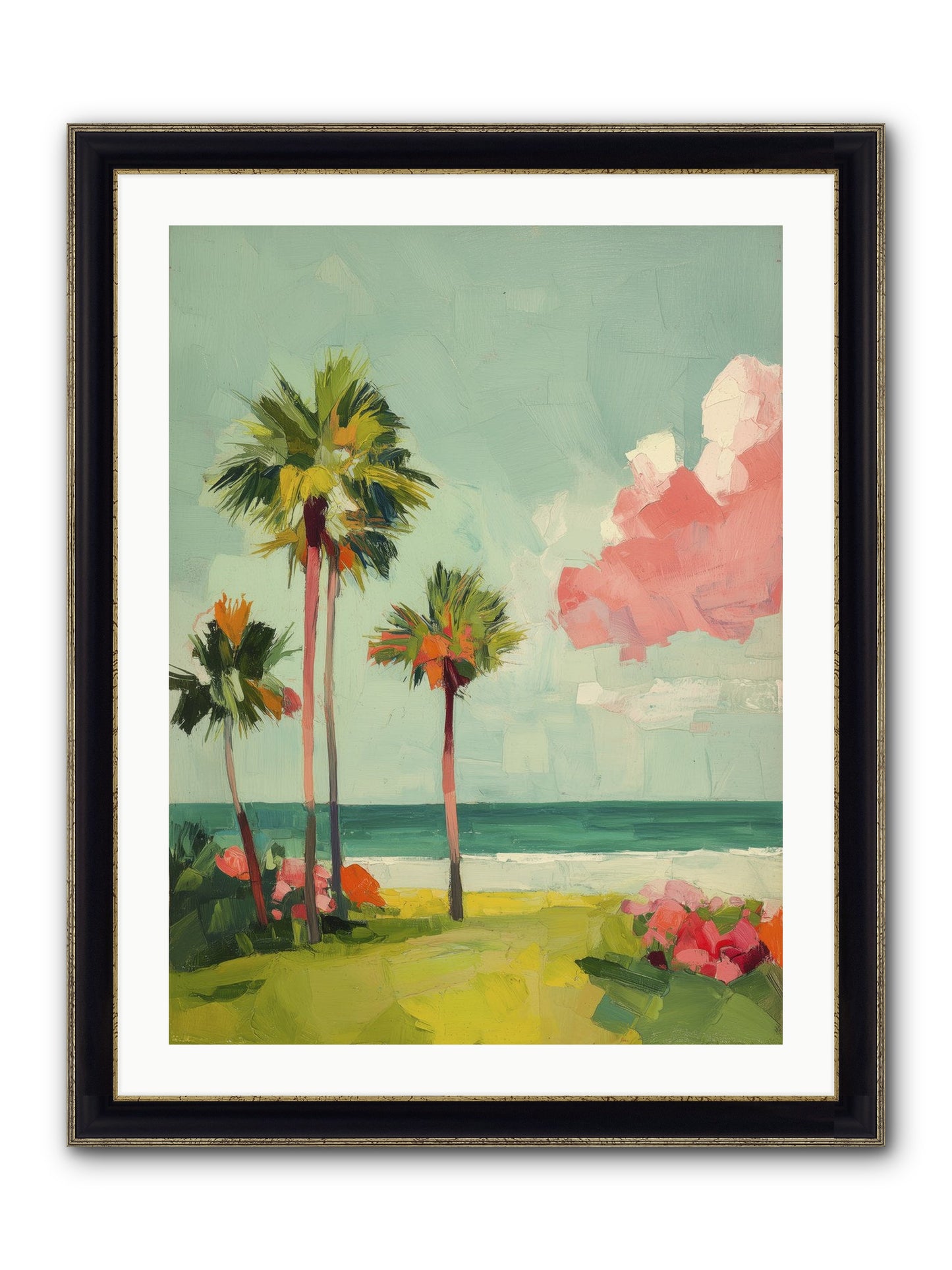Shores Under Turquoise Framed Print - Black & Gold 24x32