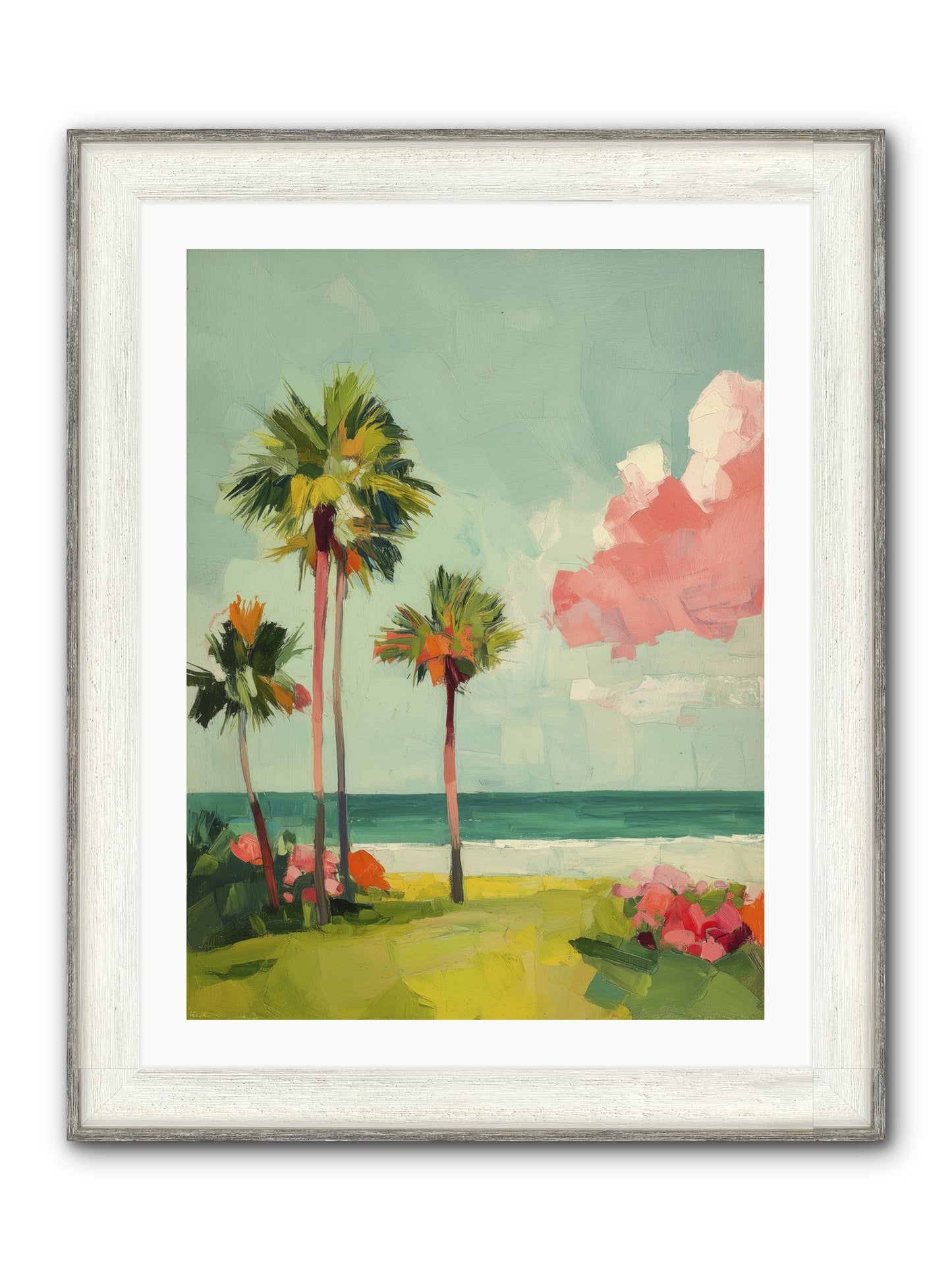 Shores Under Turquoise Framed Print - Driftwood White 24x32