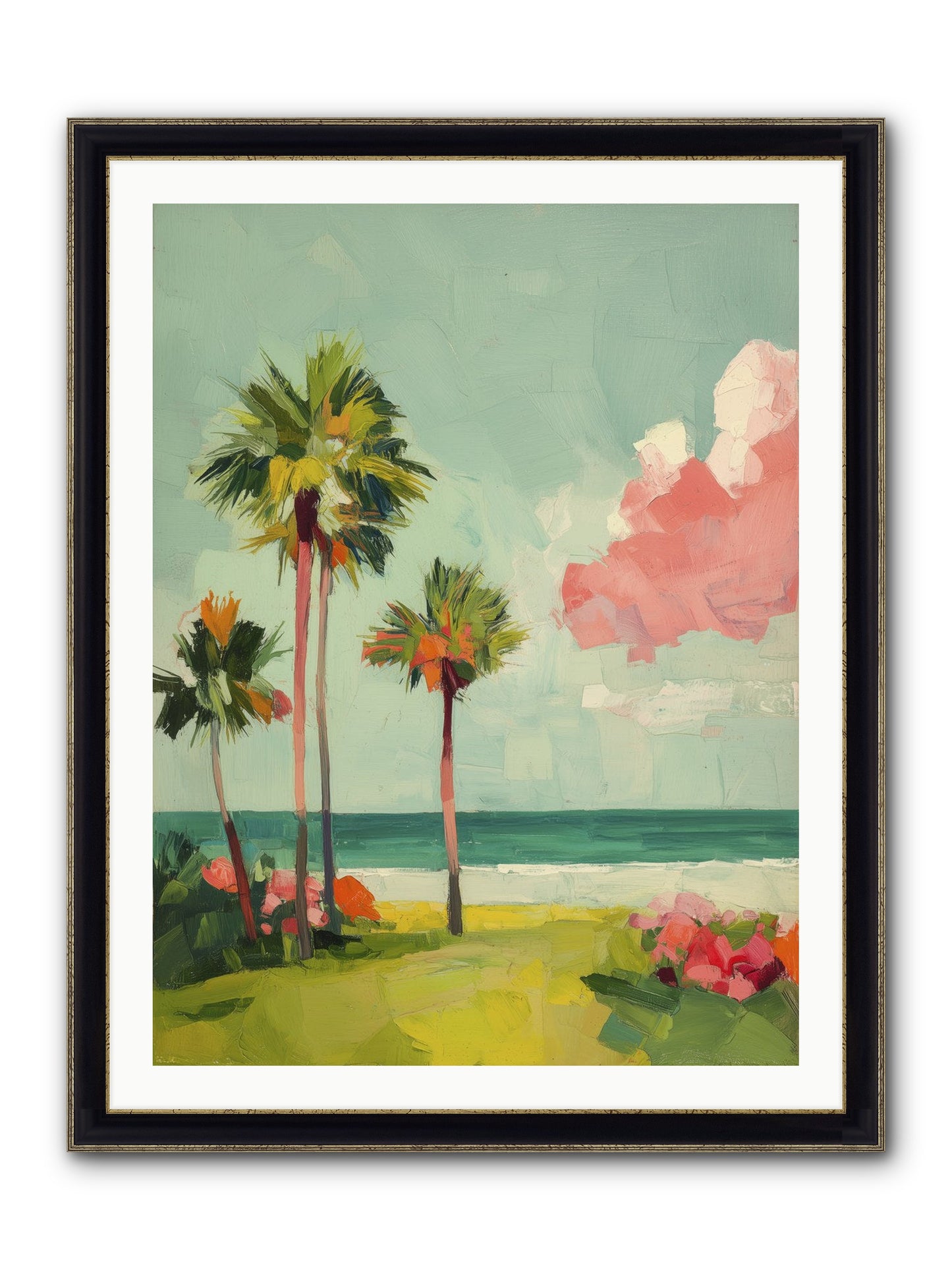 Shores Under Turquoise Framed Print - Black & Gold 30x40