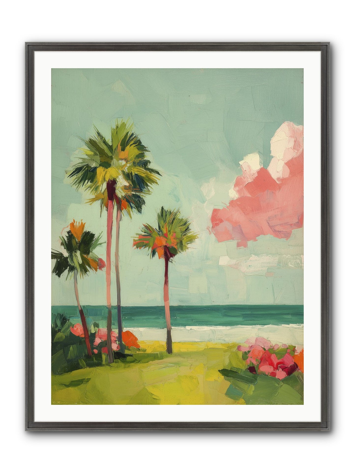 Shores Under Turquoise Framed Print - Slimwoods Black/Silver 30x40