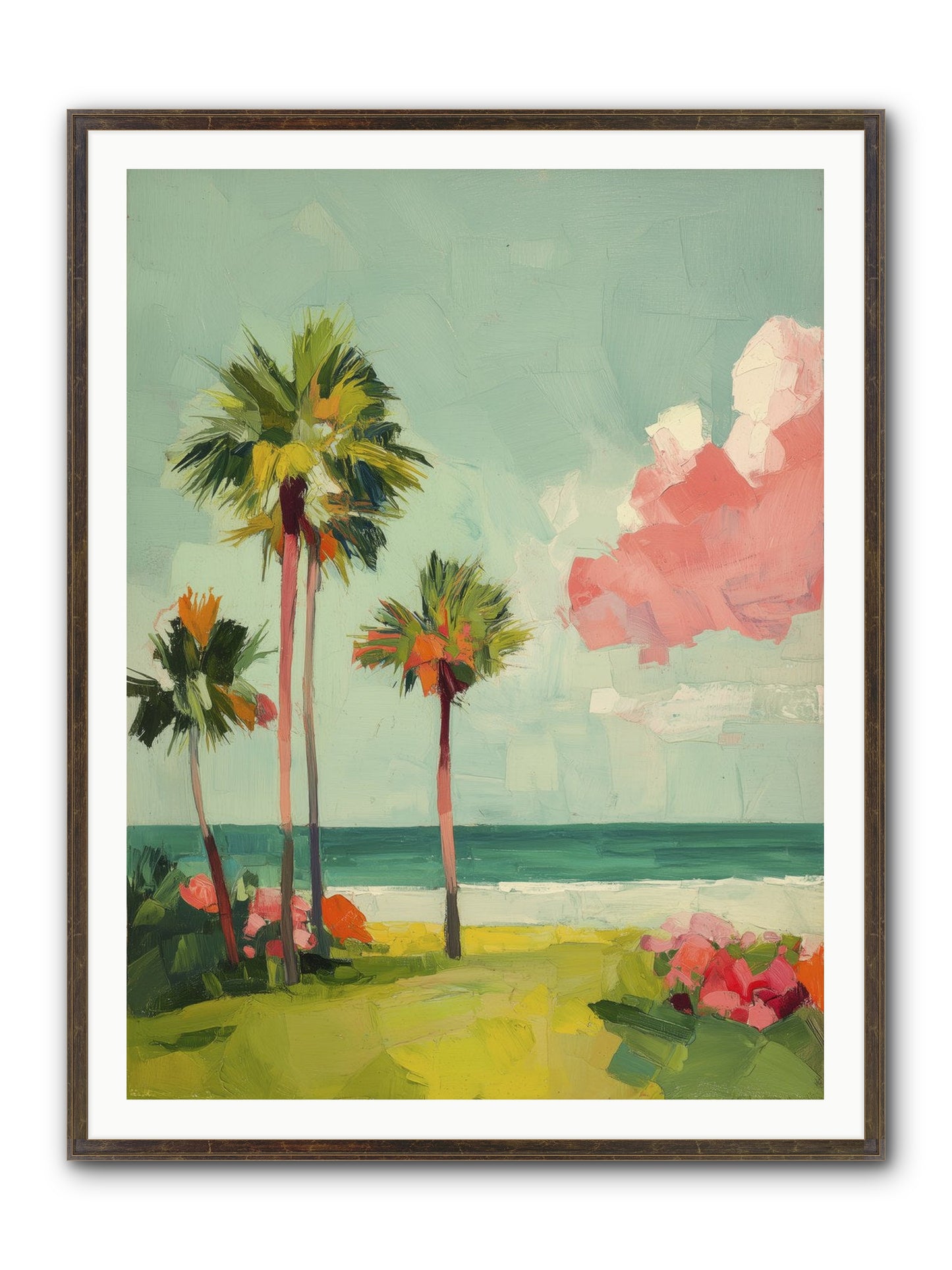 Shores Under Turquoise Framed Print - Slimwoods Black/Gold 36x48