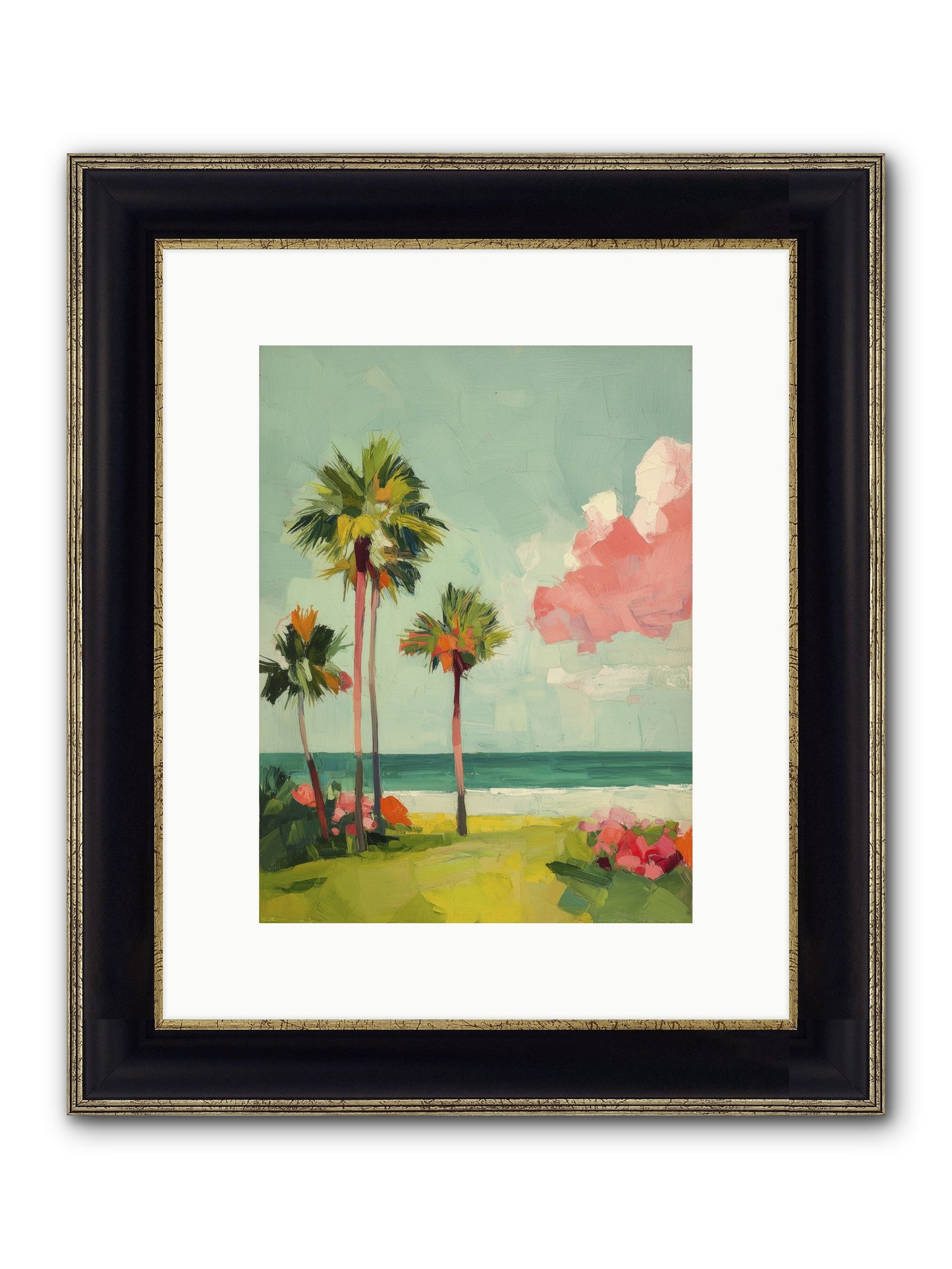 Shores Under Turquoise Framed Print - Black & Gold 9x12