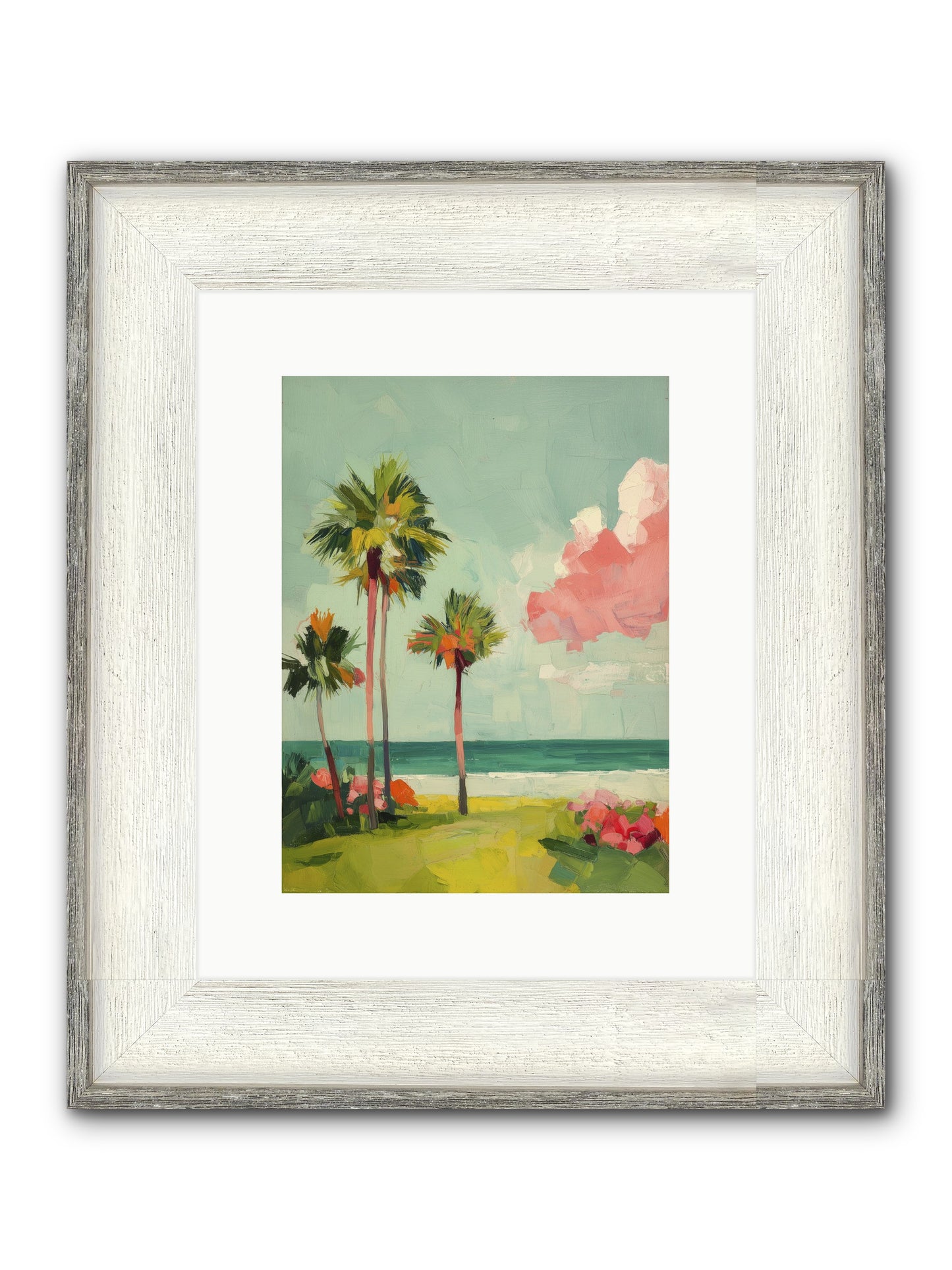 Shores Under Turquoise Framed Print - Driftwood White 9x12