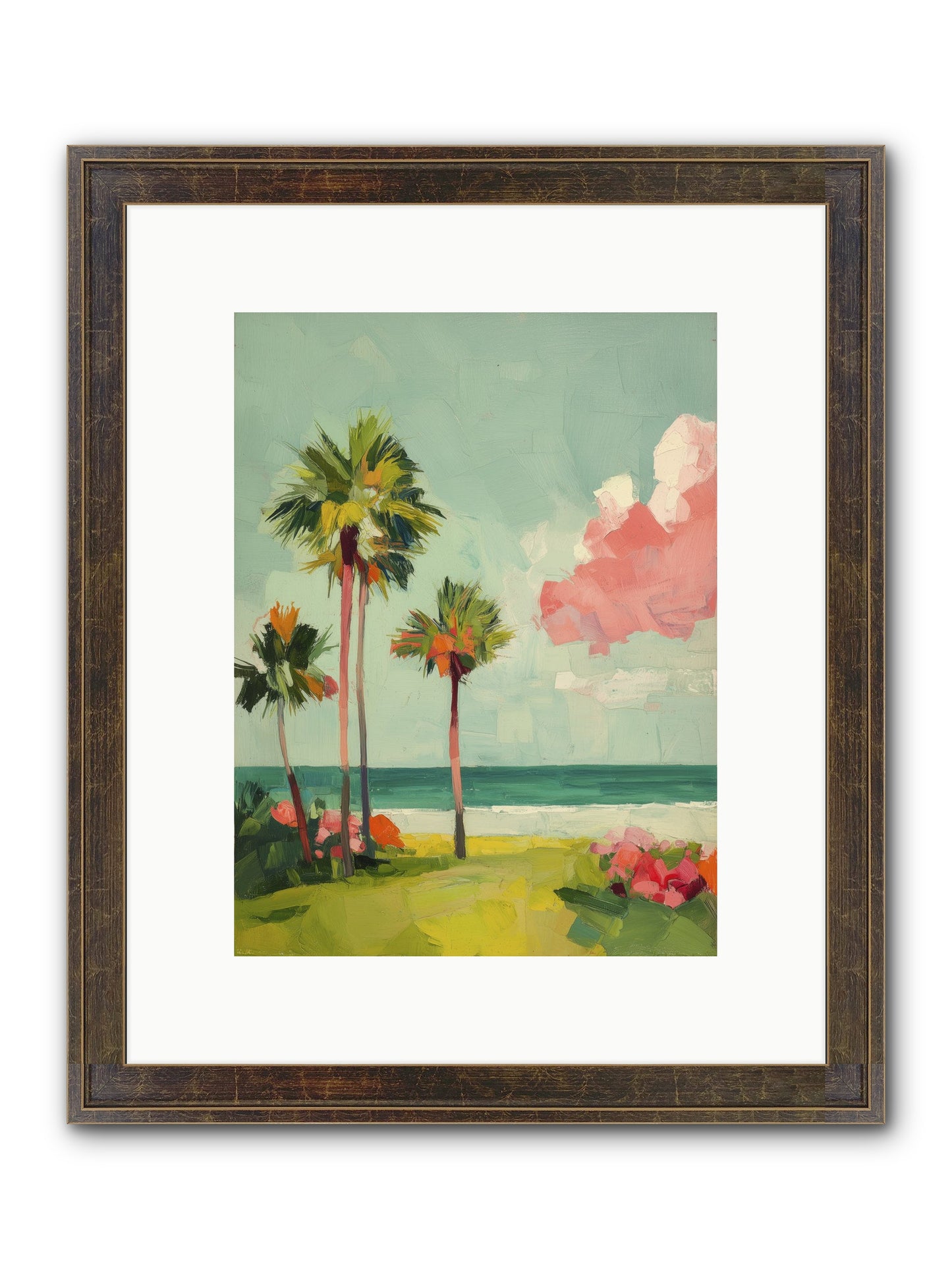 Shores Under Turquoise Framed Print - Slimwoods Black/Gold 9x12