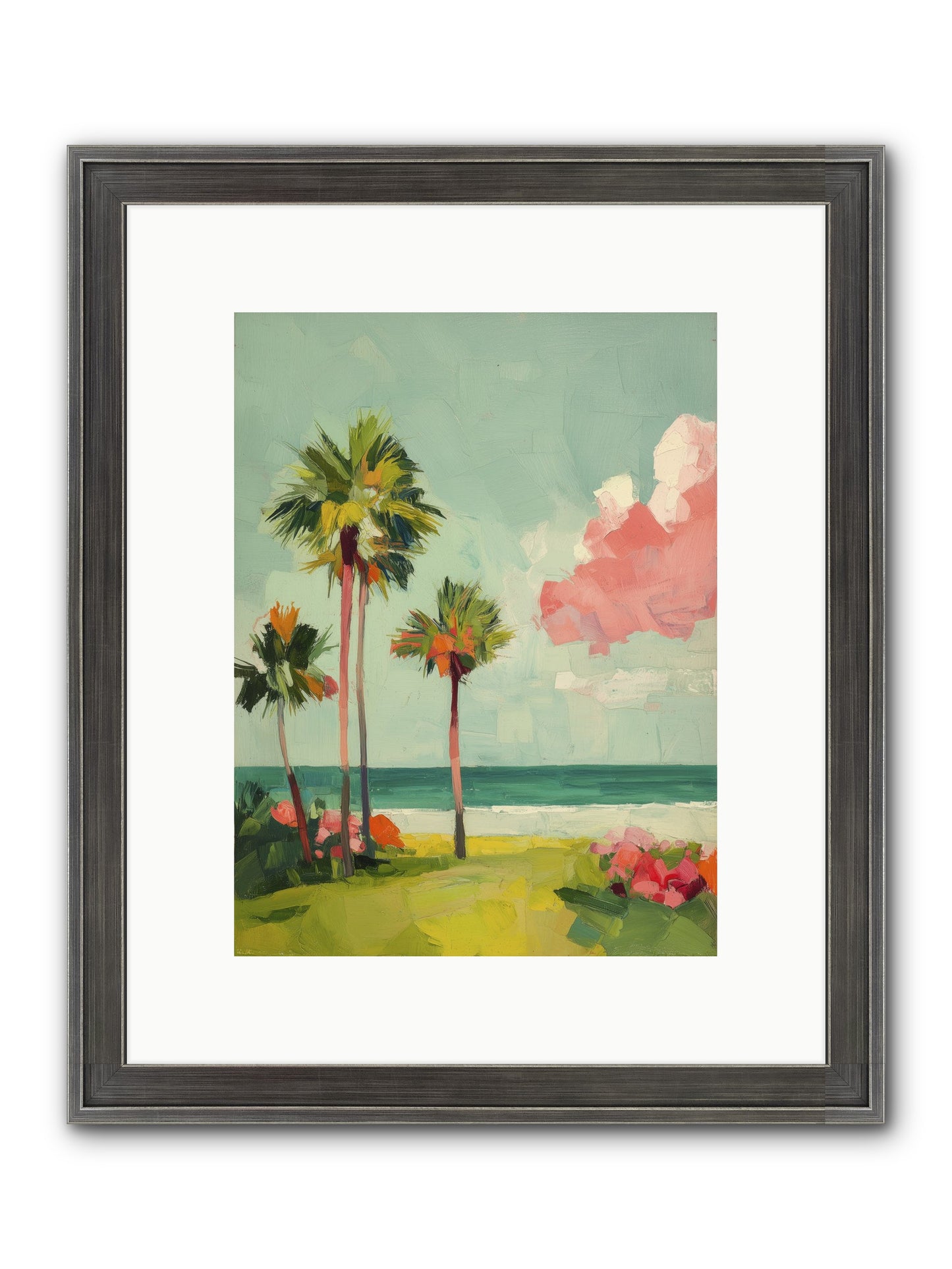 Shores Under Turquoise Framed Print - Slimwoods Black/Silver 9x12