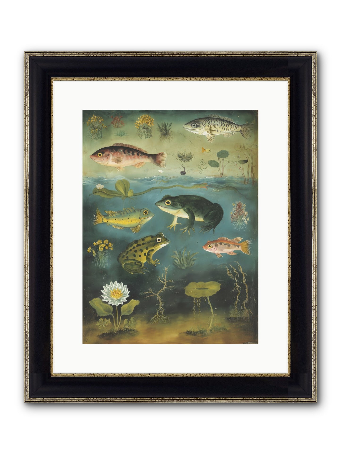 Silent Choreography Framed Print - Black & Gold 12x16
