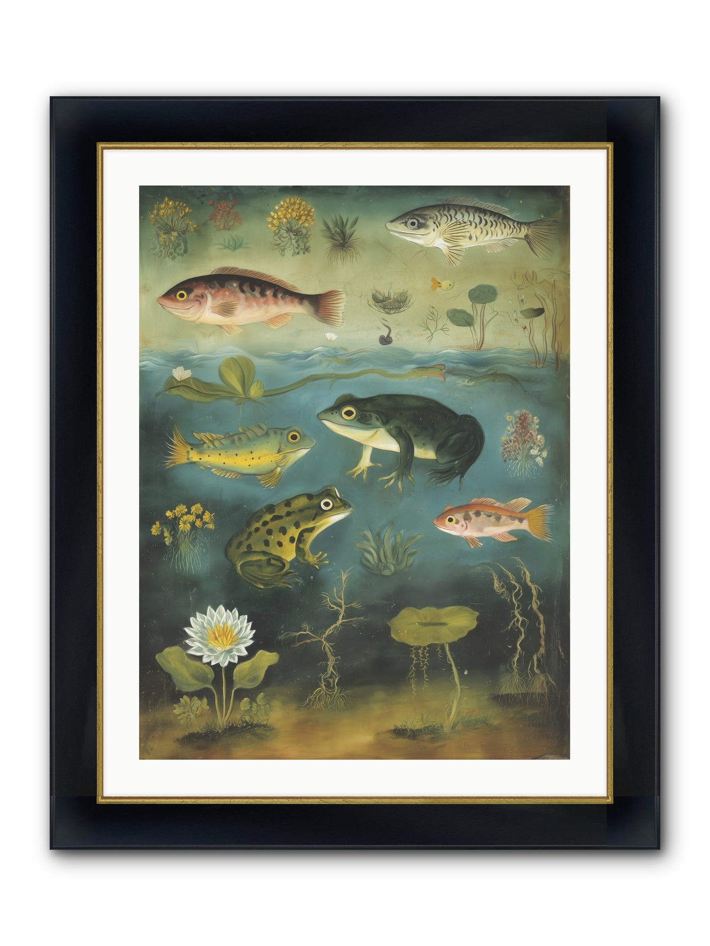 Silent Choreography Framed Print - Wide Black w/Gold 24x32