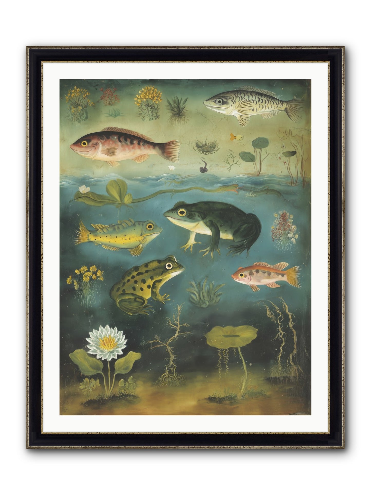 Silent Choreography Framed Print - Black & Gold 30x40