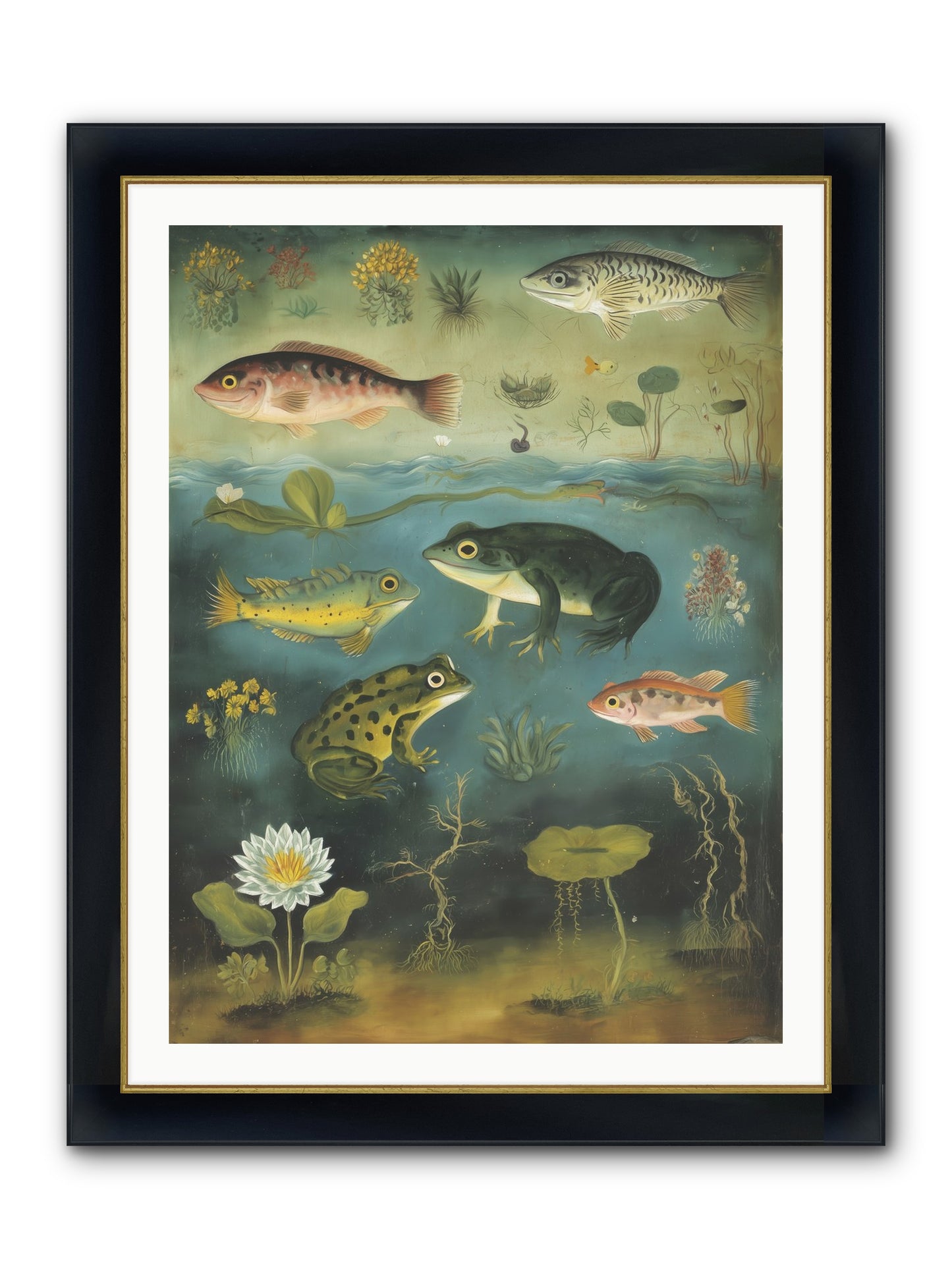Silent Choreography Framed Print - Wide Black w/Gold 30x40