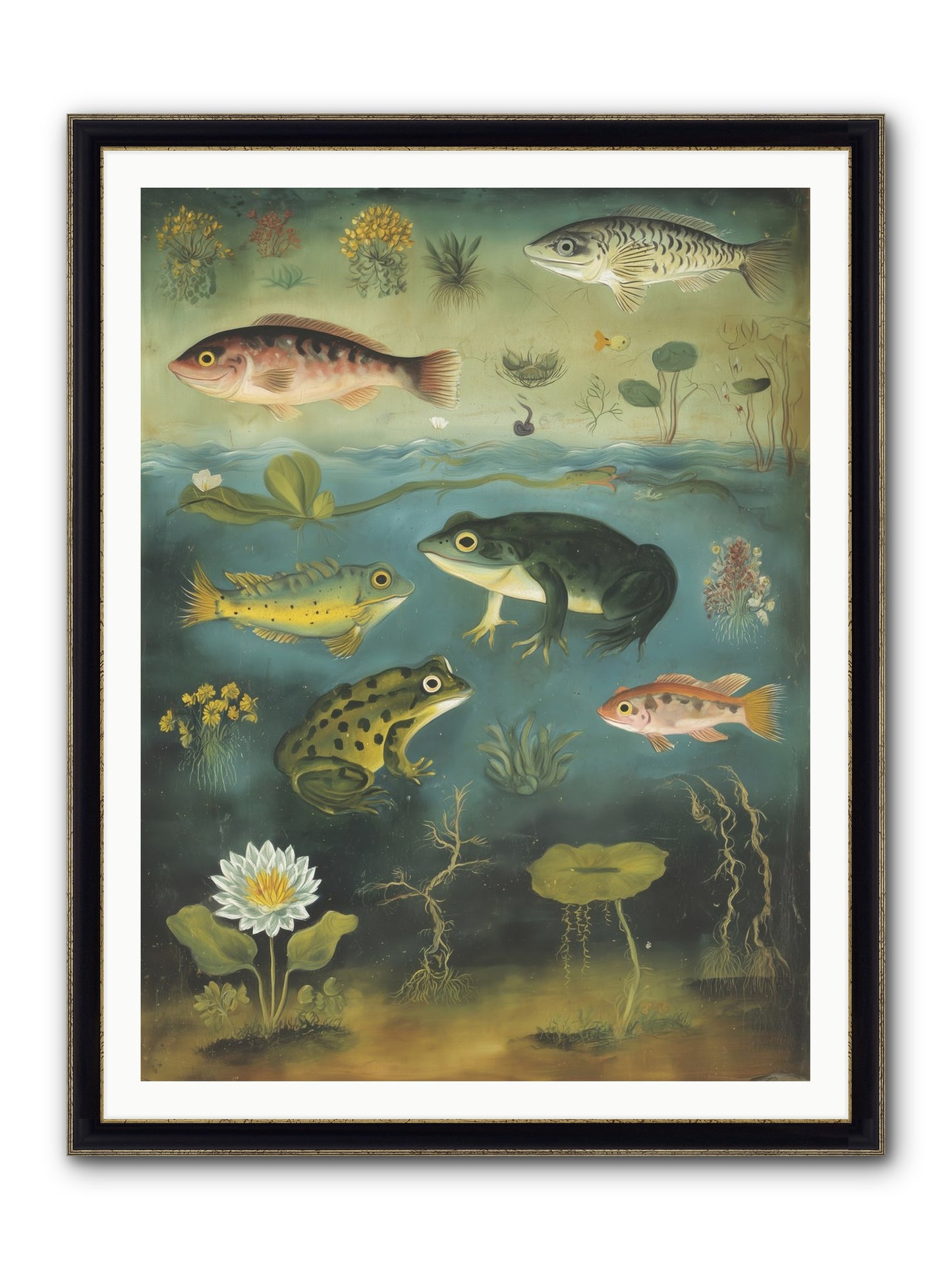 Silent Choreography Framed Print - Black & Gold 36x48
