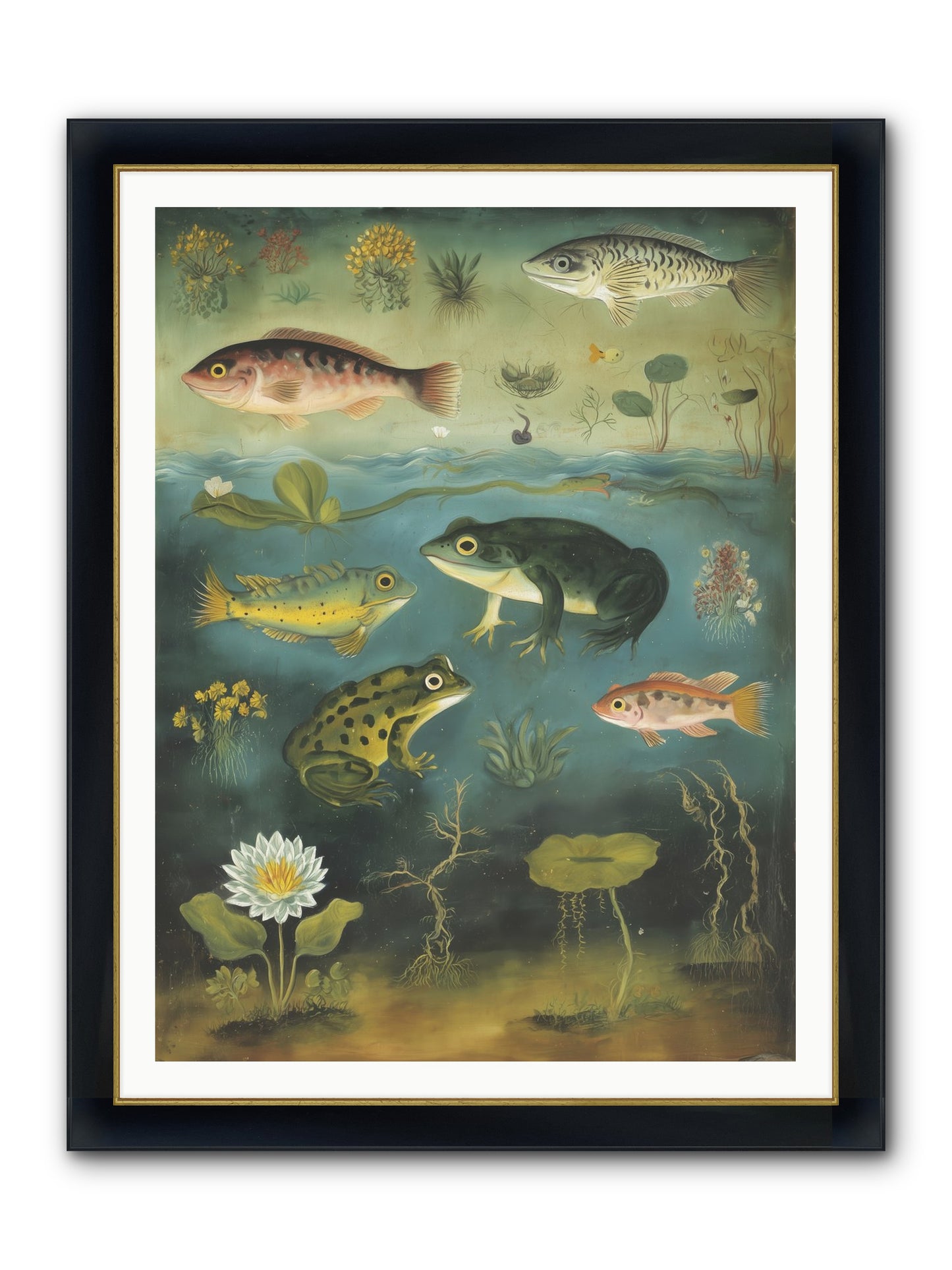 Silent Choreography Framed Print - Wide Black w/Gold 36x48
