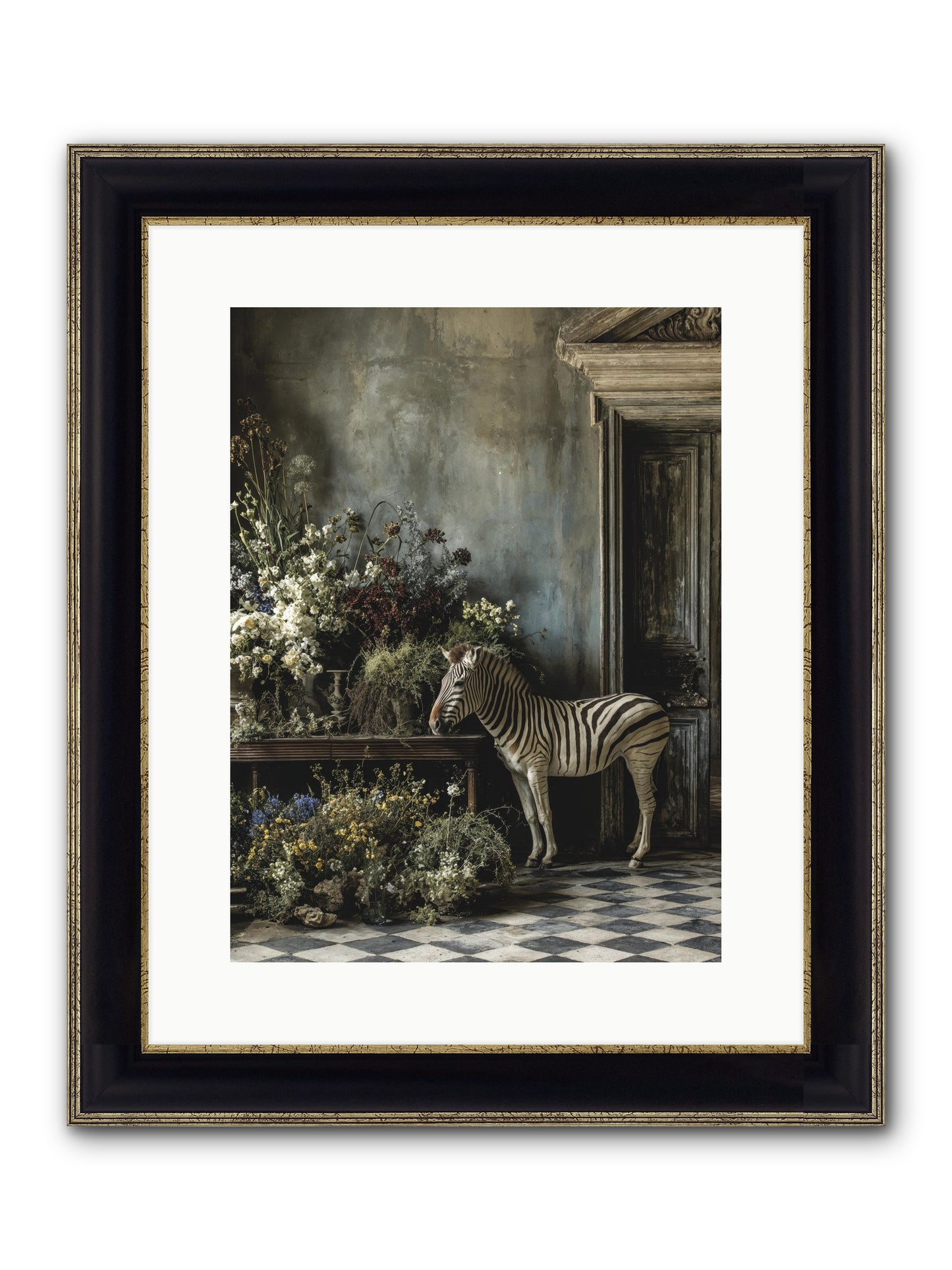 Silent Garden Framed Print - Black & Gold 12x16