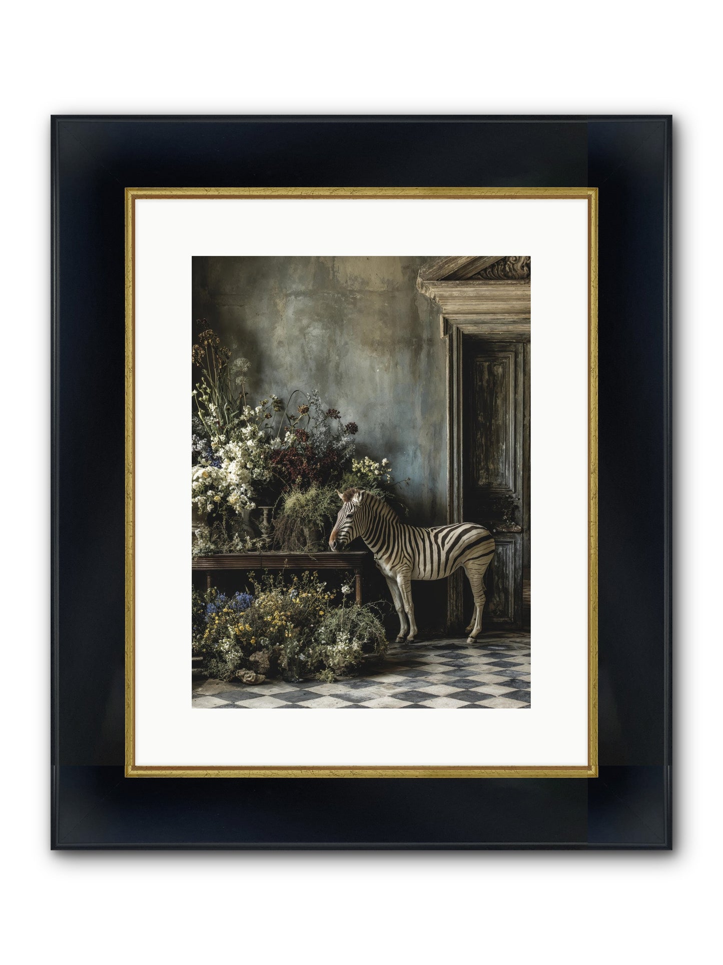 Silent Garden Framed Print - Wide Black w/Gold 12x16