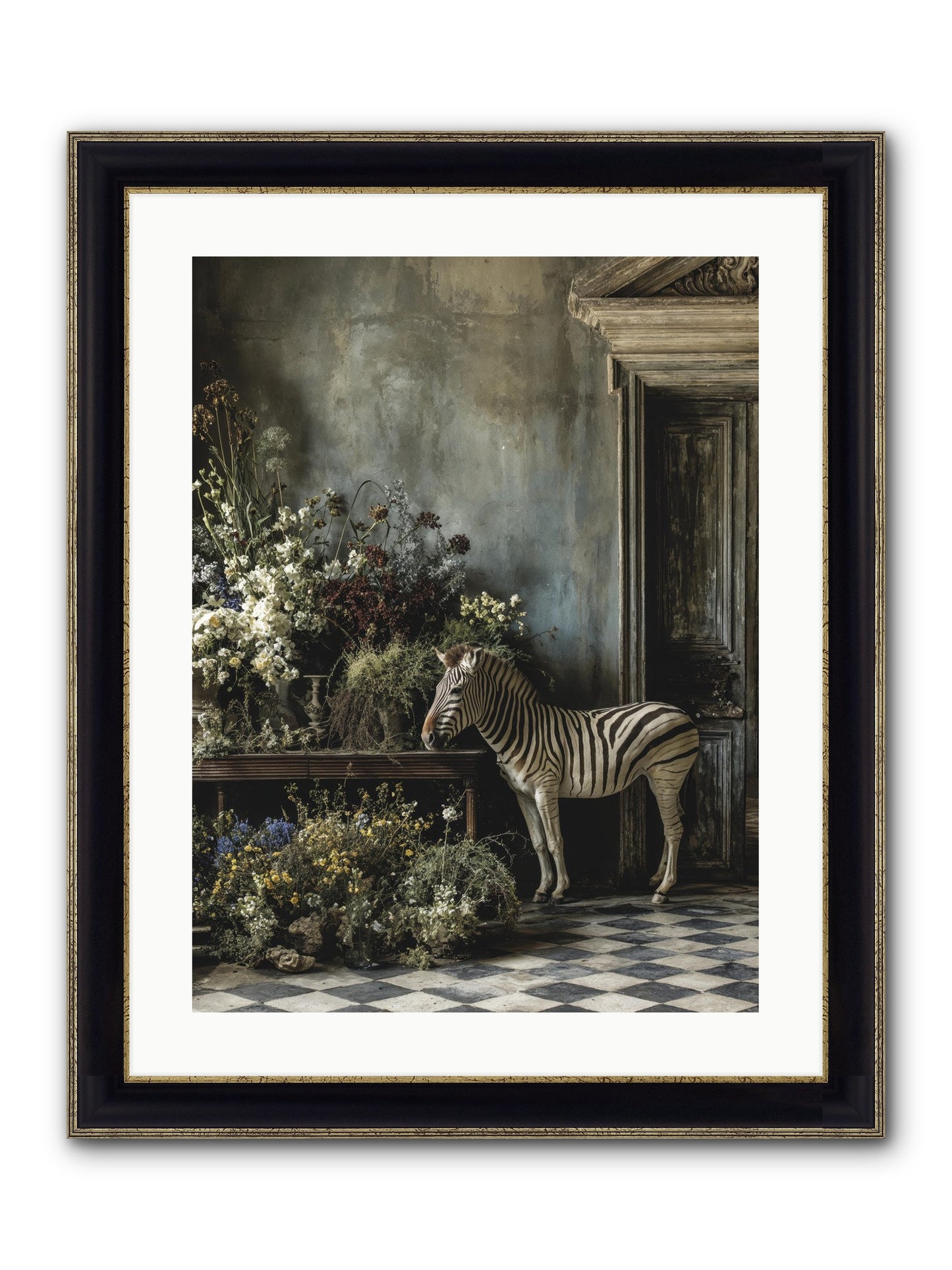 Silent Garden Framed Print - Black & Gold 18x24