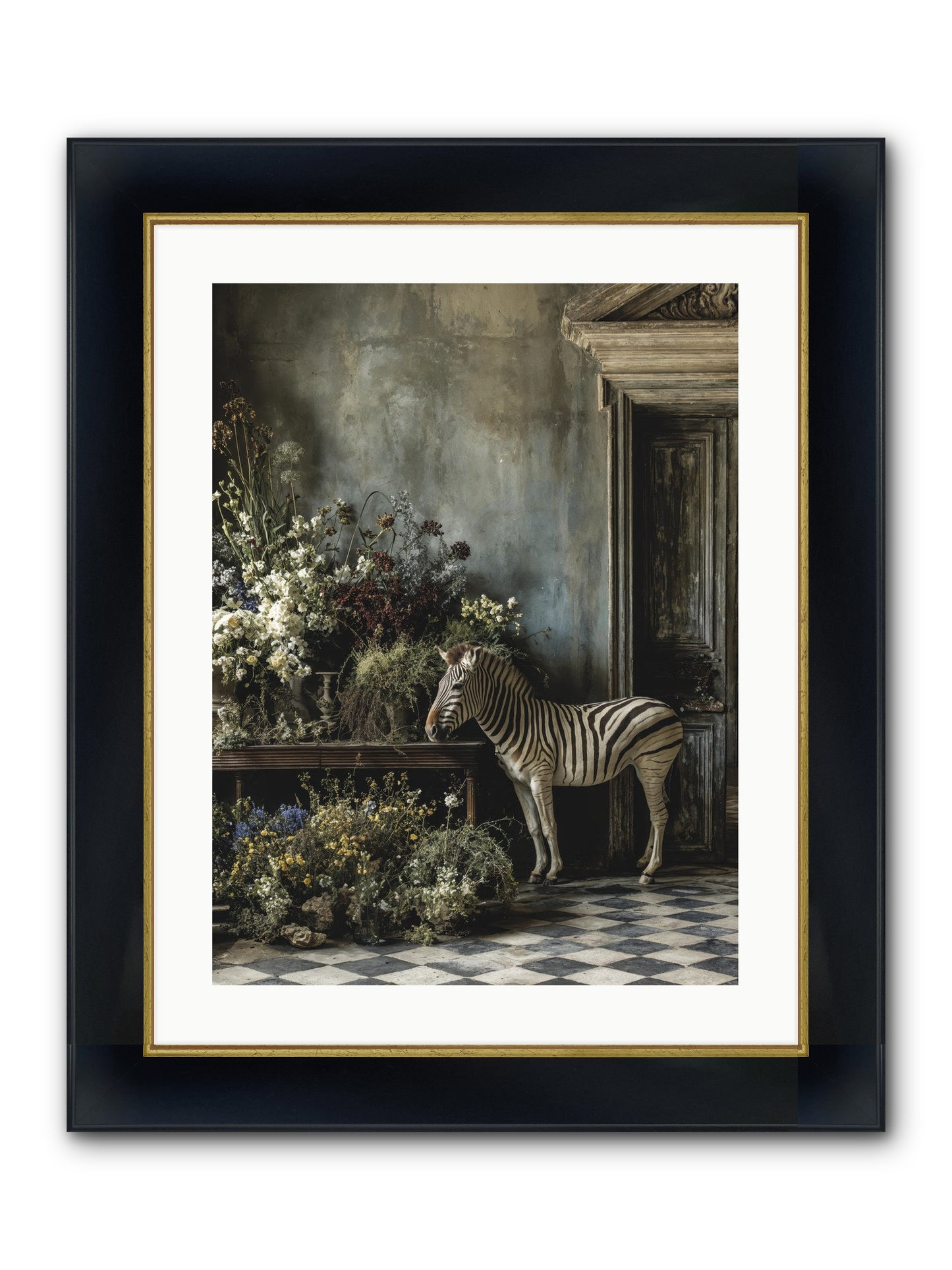Silent Garden Framed Print - Wide Black w/Gold 18x24