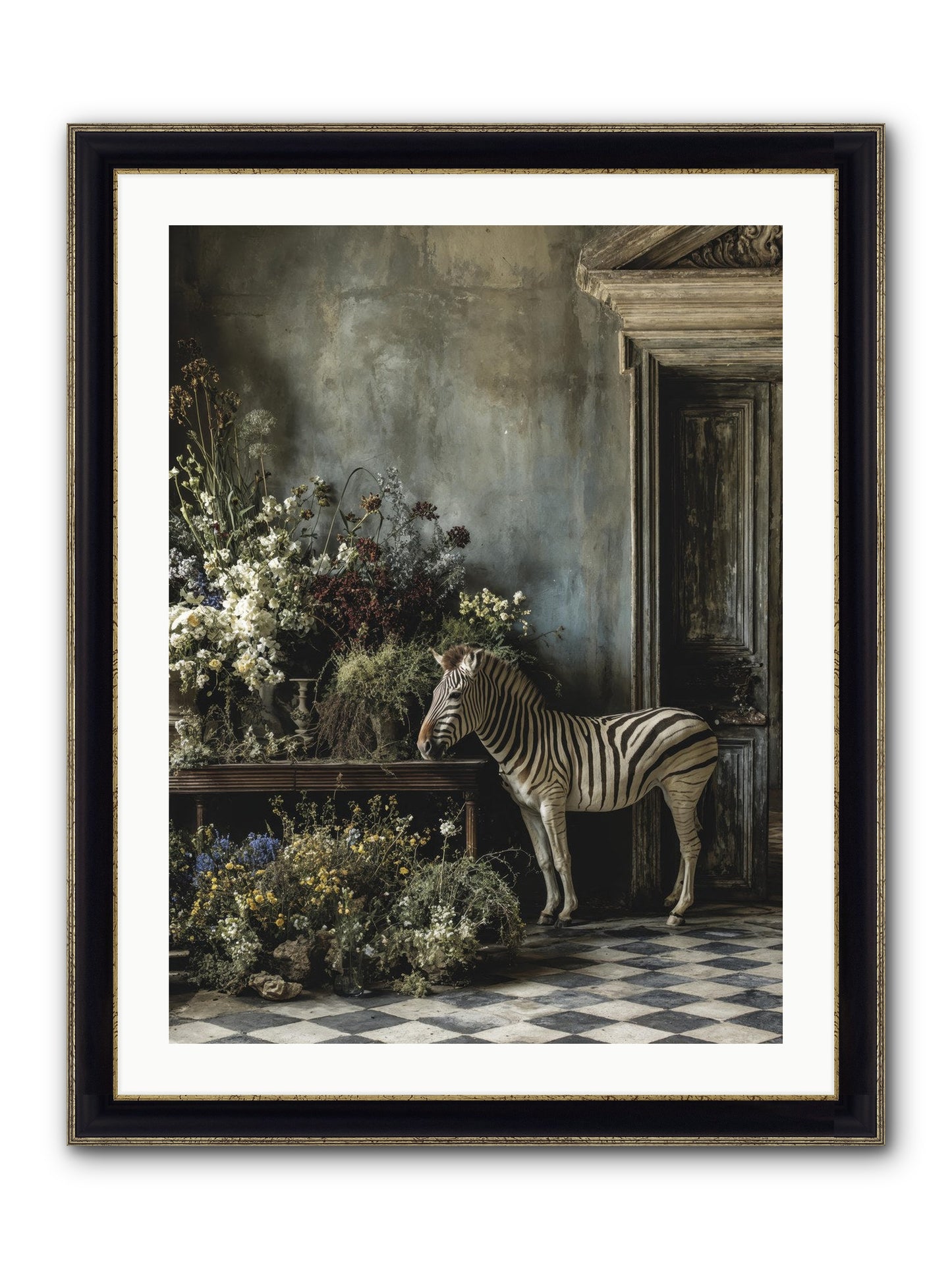 Silent Garden Framed Print - Black & Gold 24x32