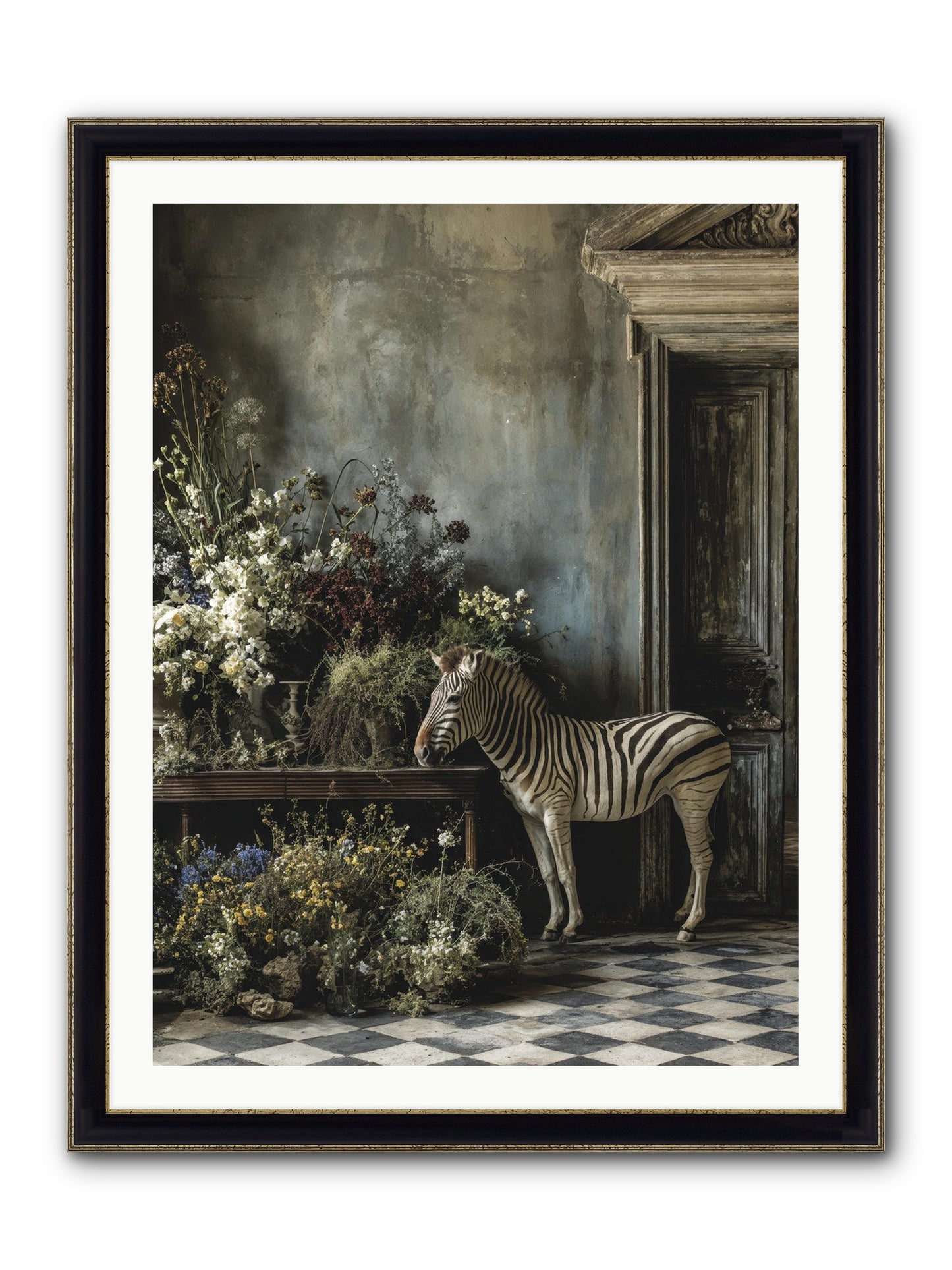 Silent Garden Framed Print - Black & Gold 30x40