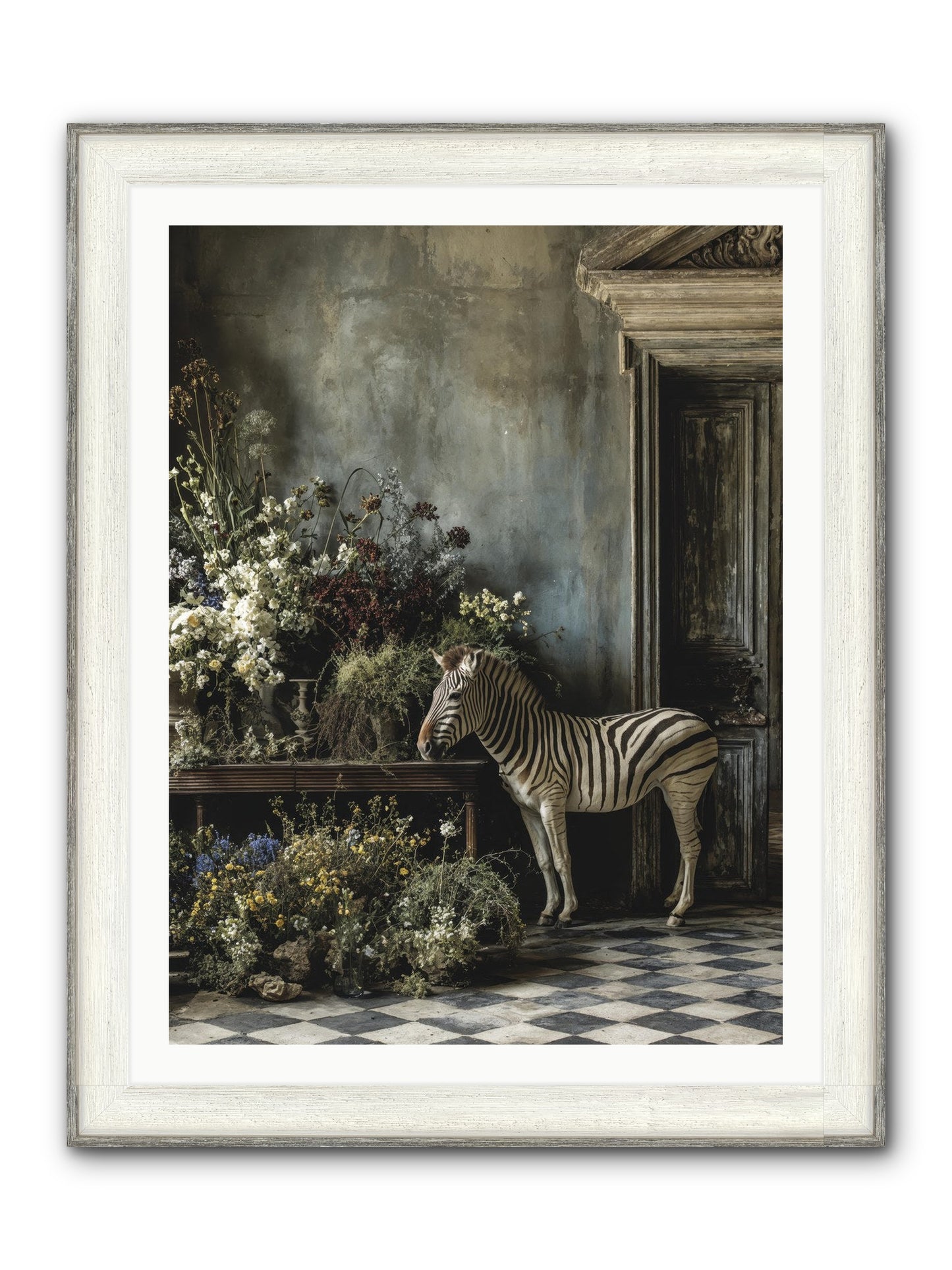 Silent Garden Framed Print - Driftwood White 30x40
