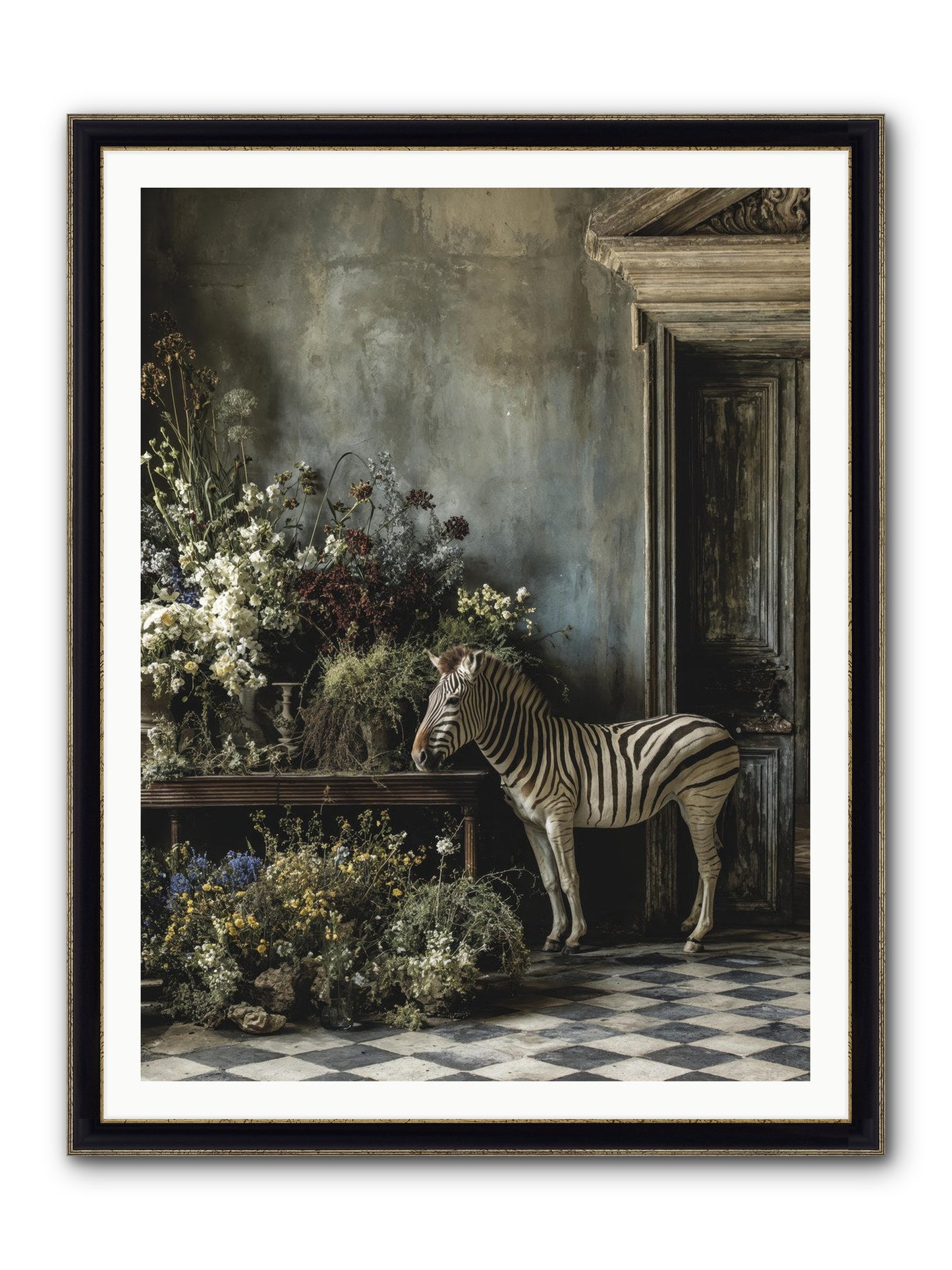 Silent Garden Framed Print - Black & Gold 36x48