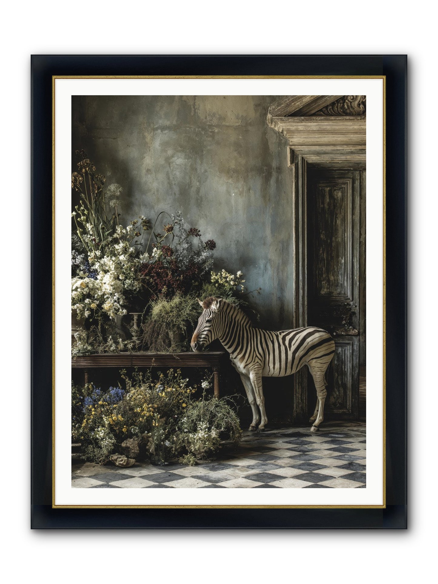 Silent Garden Framed Print - Wide Black w/Gold 36x48