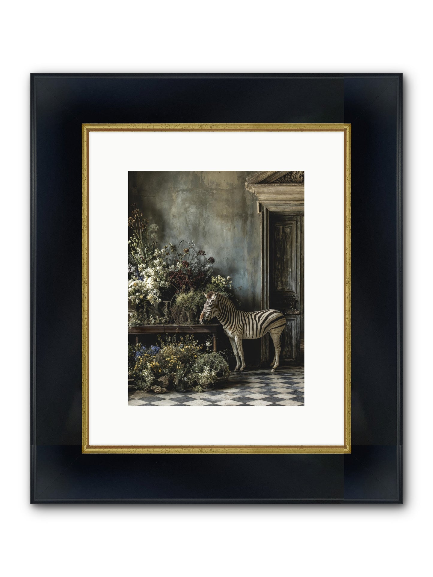 Silent Garden Framed Print - Wide Black w/Gold 9x12