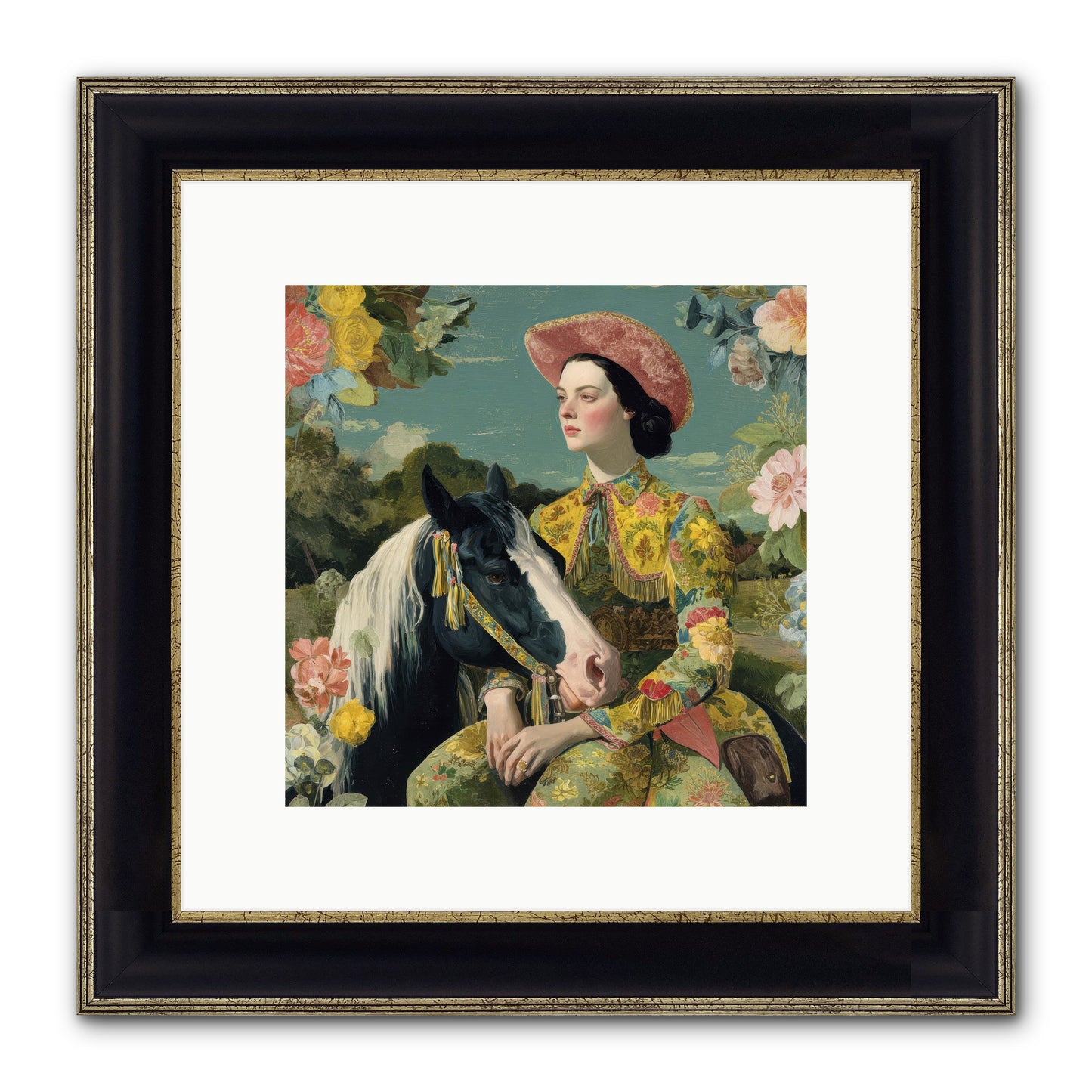 Silhouetted In The Gloaming Framed Print - Black & Gold 10x10