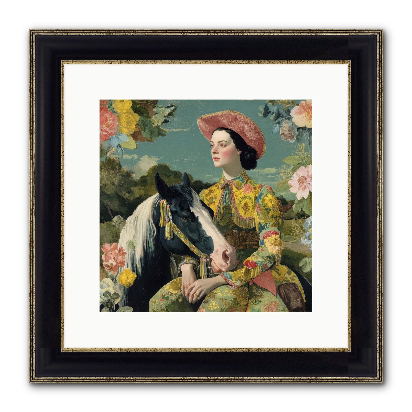 Silhouetted In The Gloaming Framed Print - Black & Gold 12x12