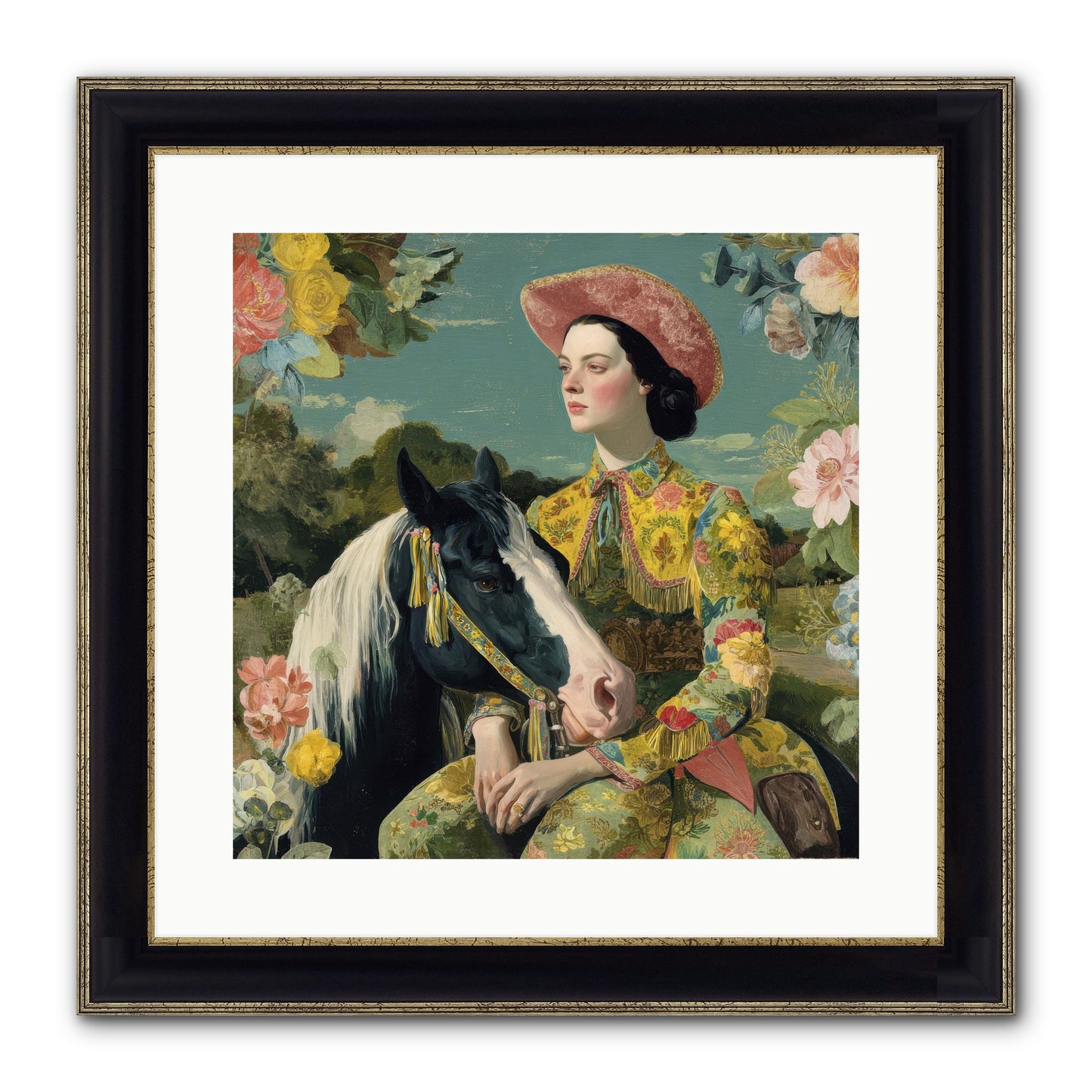 Silhouetted In The Gloaming Framed Print - Black & Gold 16x16
