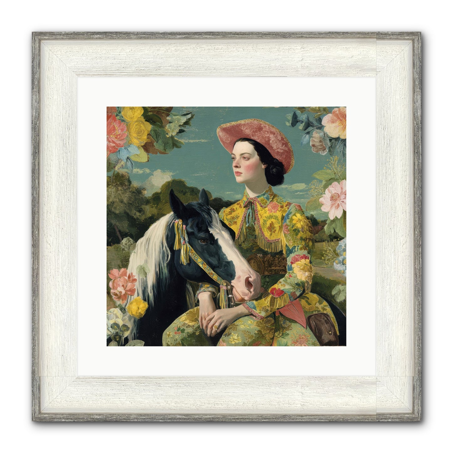 Silhouetted In The Gloaming Framed Print - Driftwood White 16x16