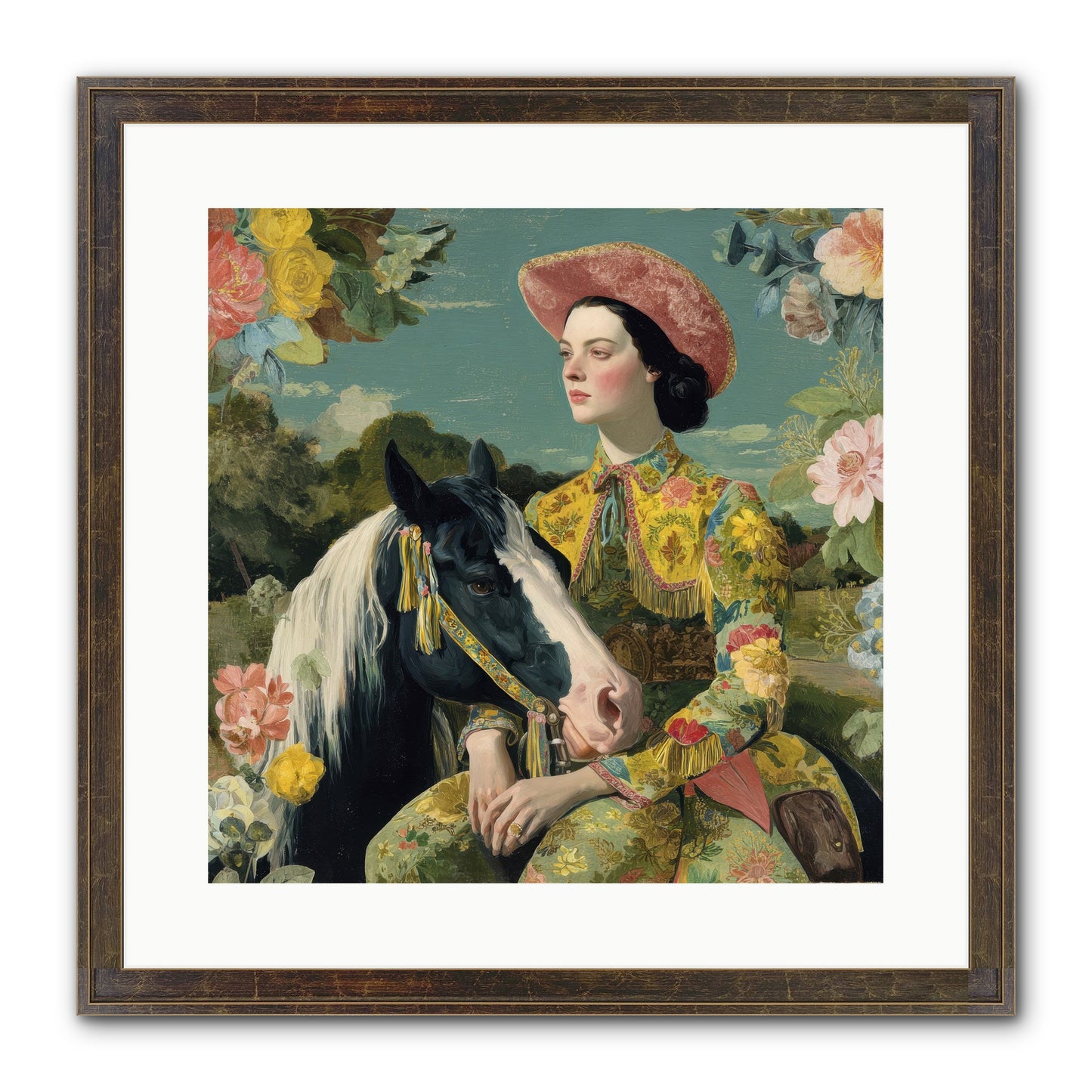 Silhouetted In The Gloaming Framed Print - Slimwoods Black/Gold 16x16