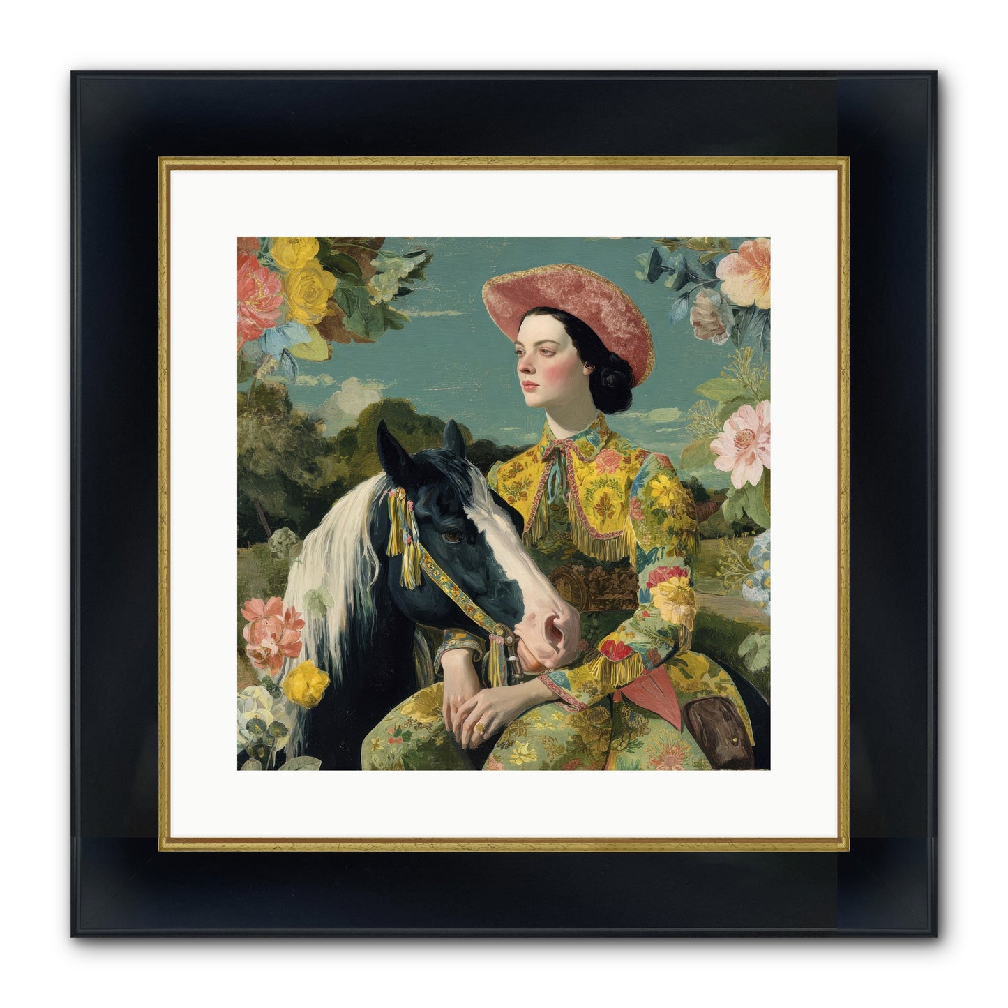 Silhouetted In The Gloaming Framed Print - Wide Black w/Gold 16x16