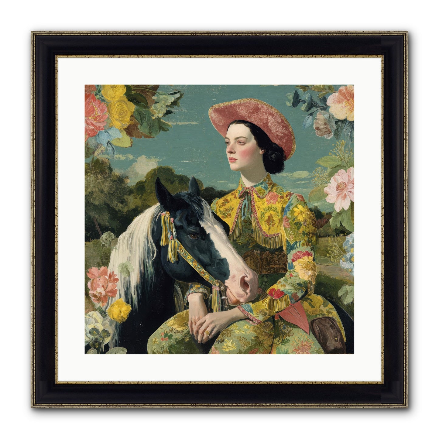 Silhouetted In The Gloaming Framed Print - Black & Gold 20x20