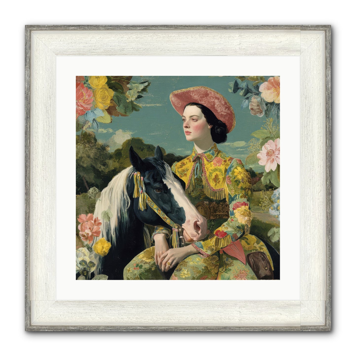 Silhouetted In The Gloaming Framed Print - Driftwood White 20x20
