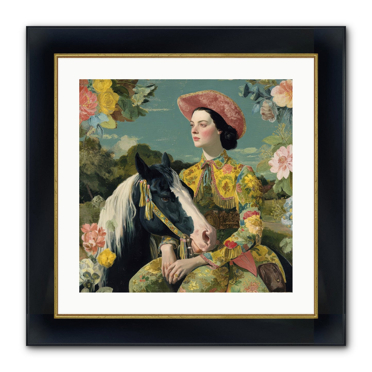Silhouetted In The Gloaming Framed Print - Wide Black w/Gold 20x20