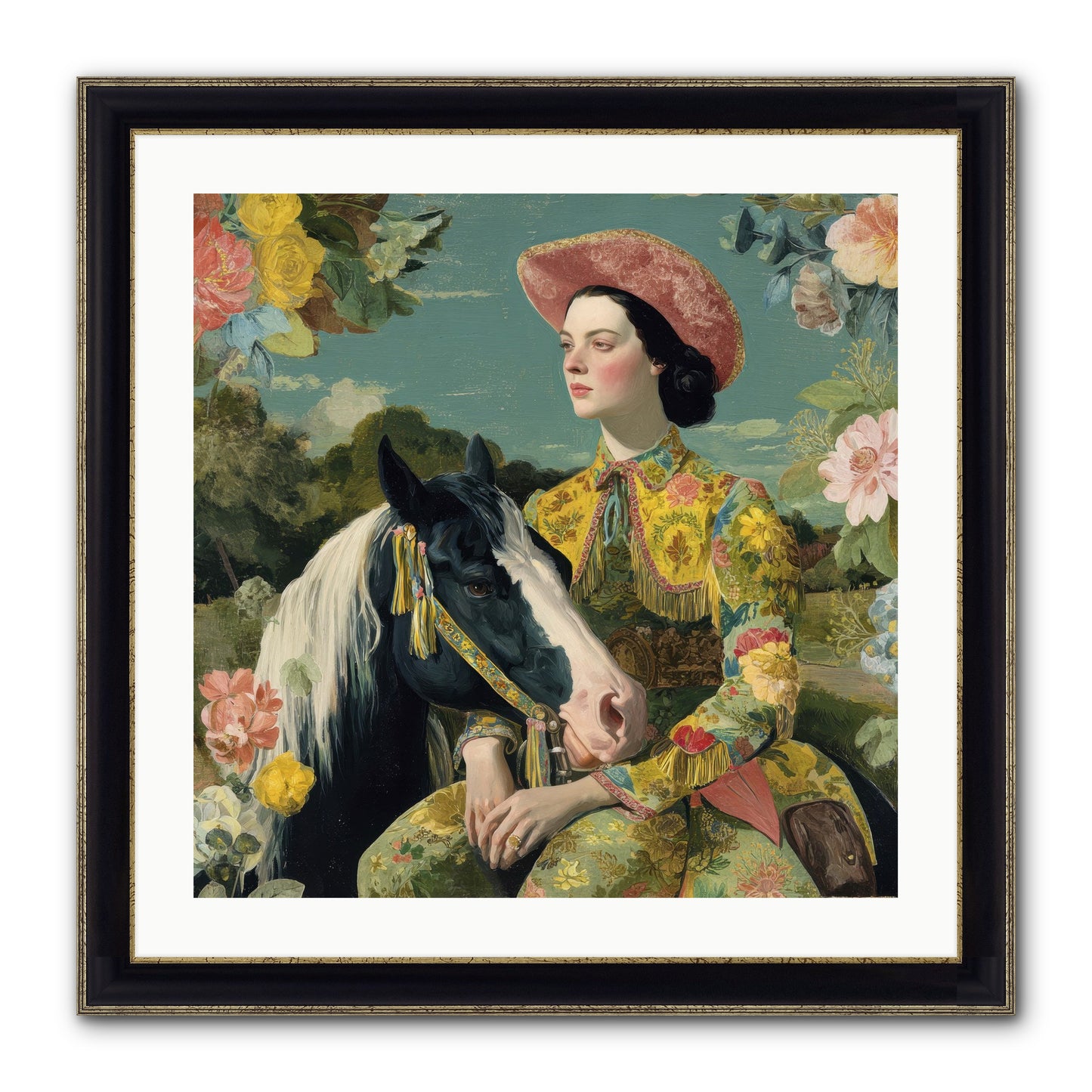 Silhouetted In The Gloaming Framed Print - Black & Gold 24x24