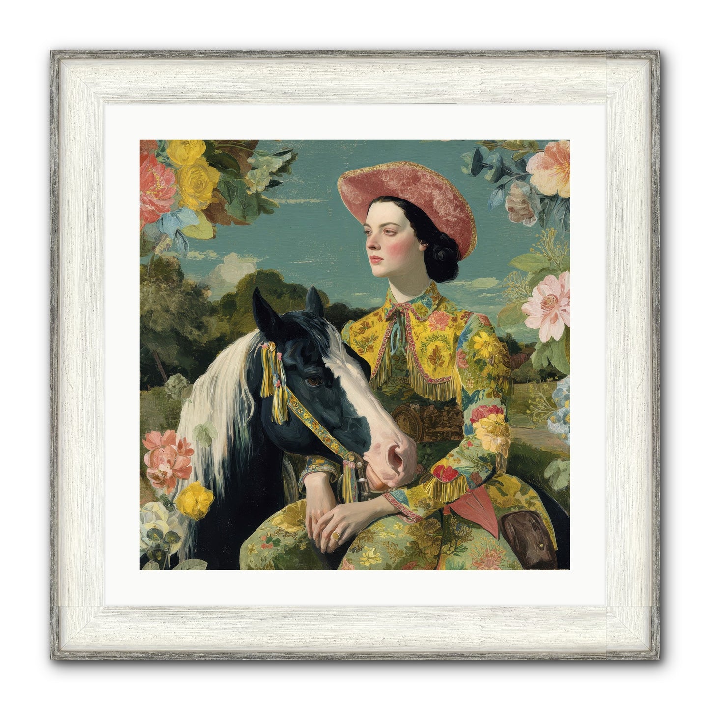 Silhouetted In The Gloaming Framed Print - Driftwood White 24x24