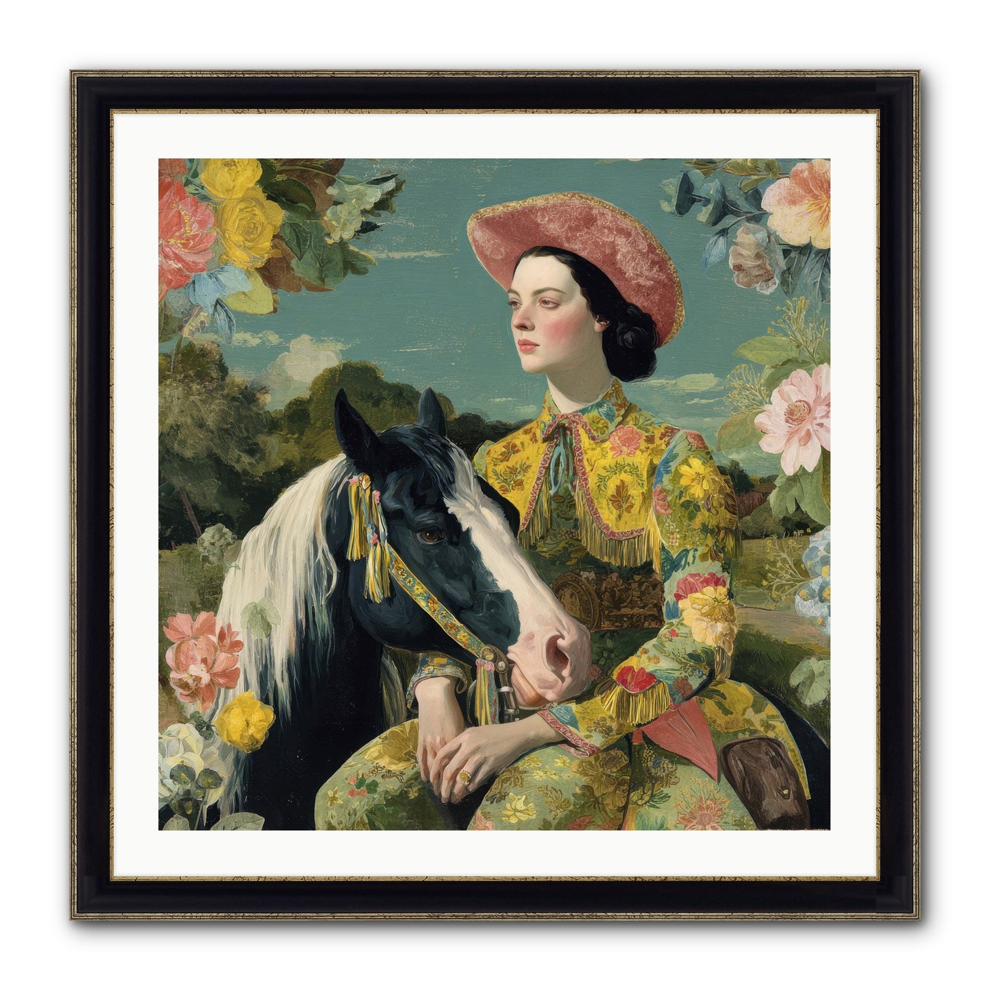 Silhouetted In The Gloaming Framed Print - Black & Gold 30x30