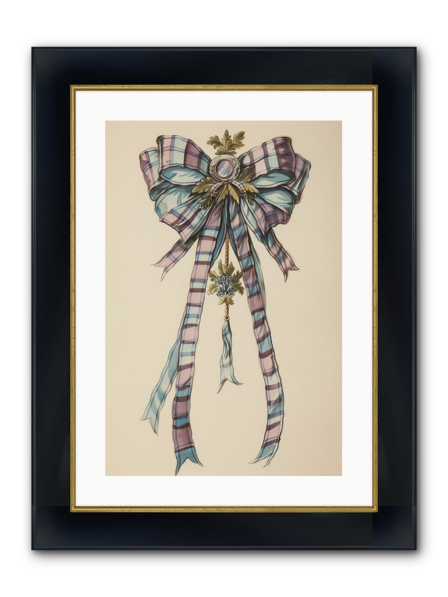 Silk Cascade Framed Print - Wide Black w/Gold 16x24