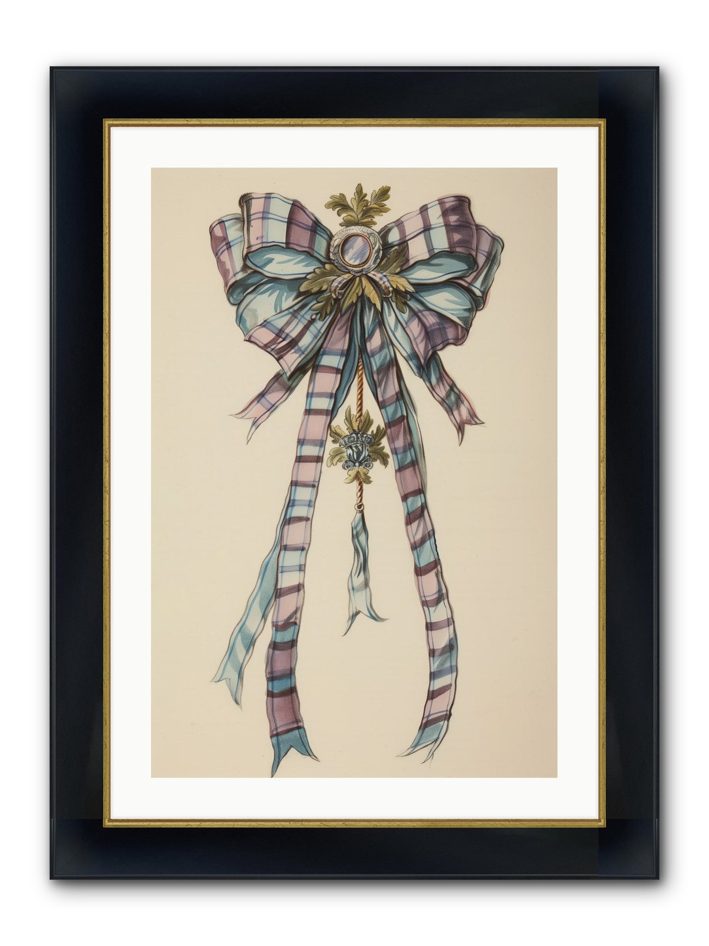 Silk Cascade Framed Print - Wide Black w/Gold 20x30