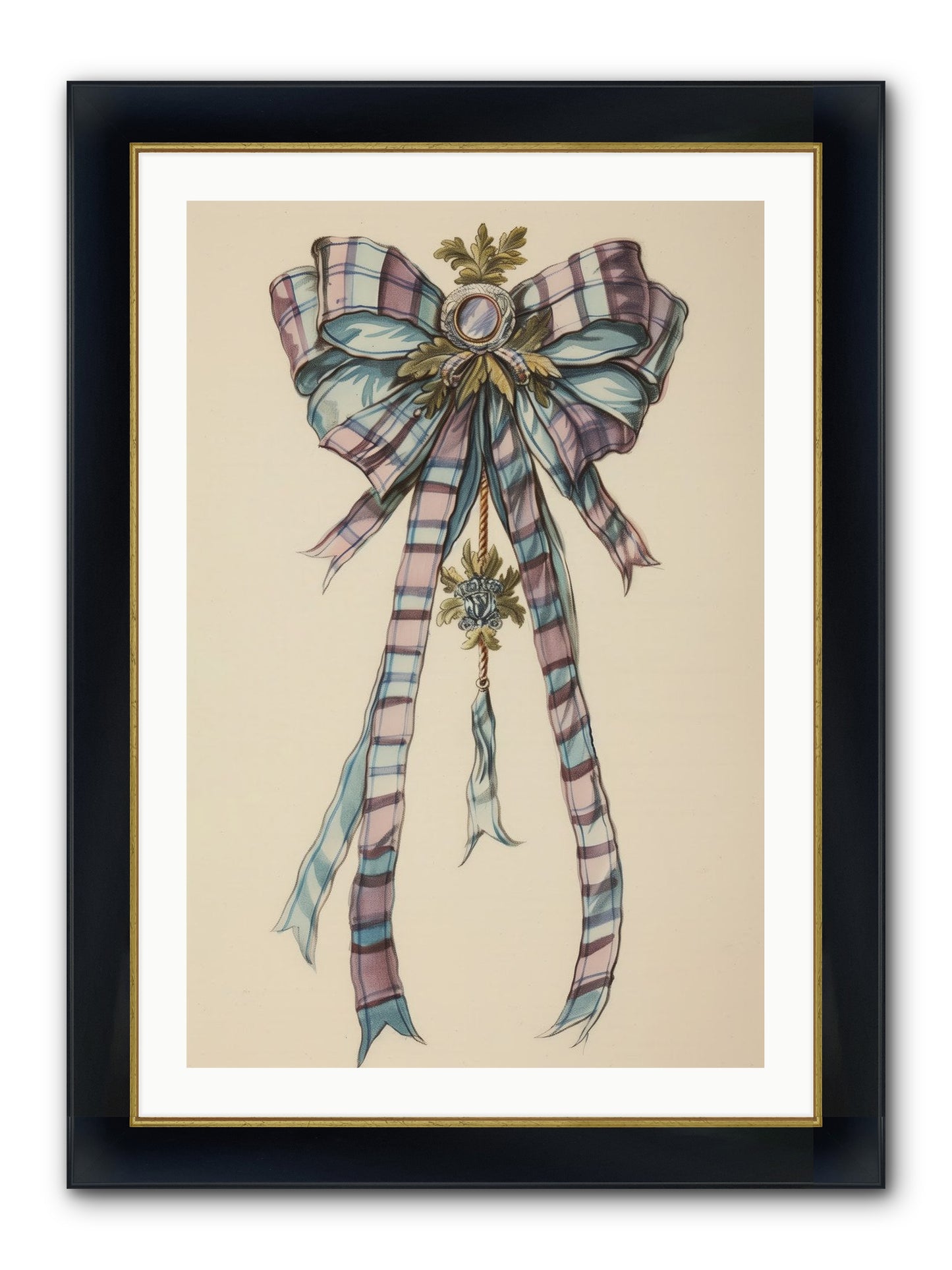 Silk Cascade Framed Print - Wide Black w/Gold 24x36