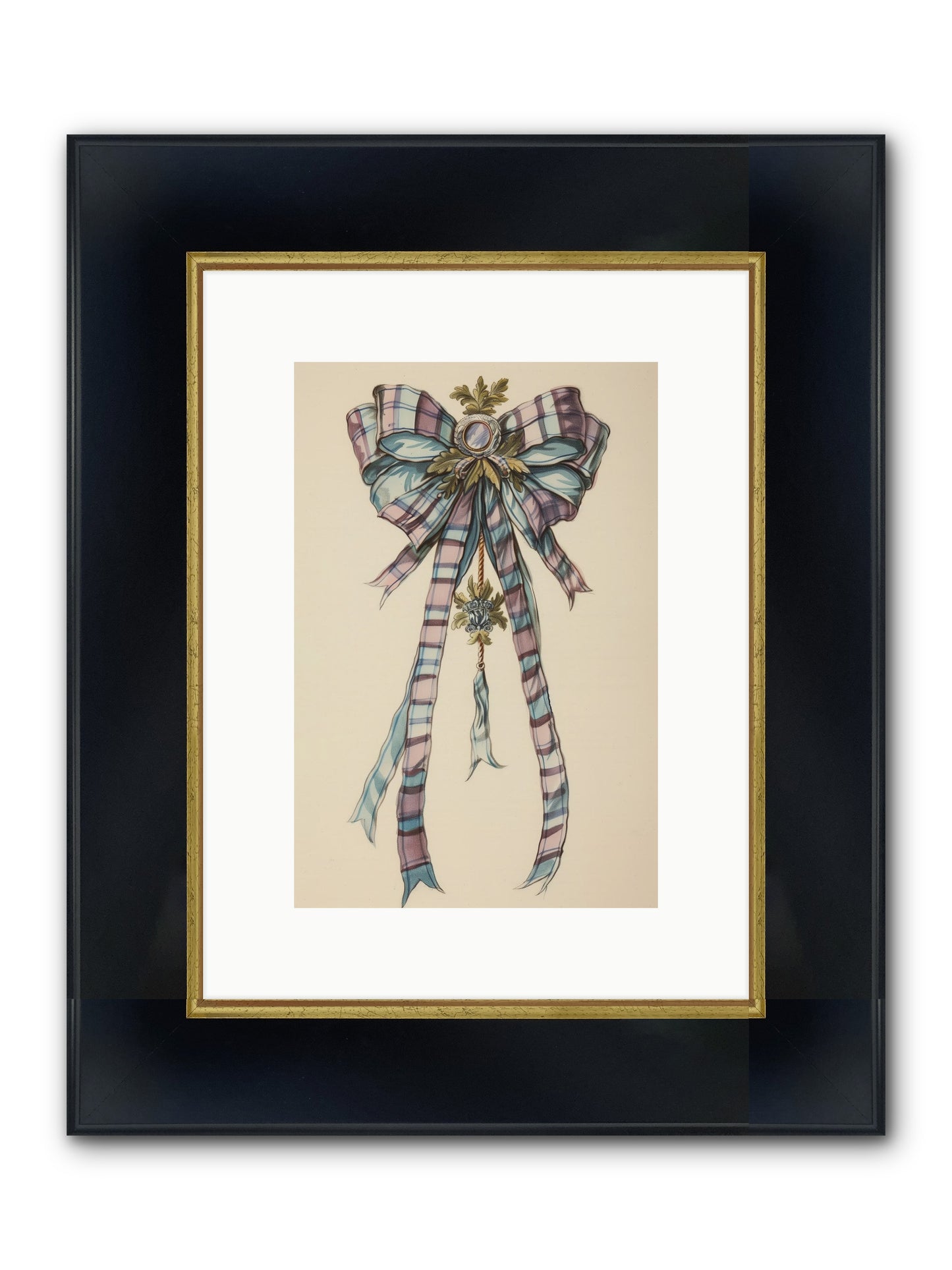 Silk Cascade Framed Print - Wide Black w/Gold 8x12