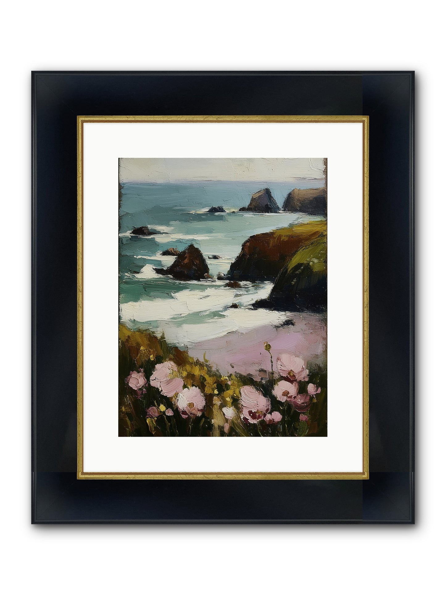 Silk-Spun Hours Framed Print - Wide Black w/Gold 12x16