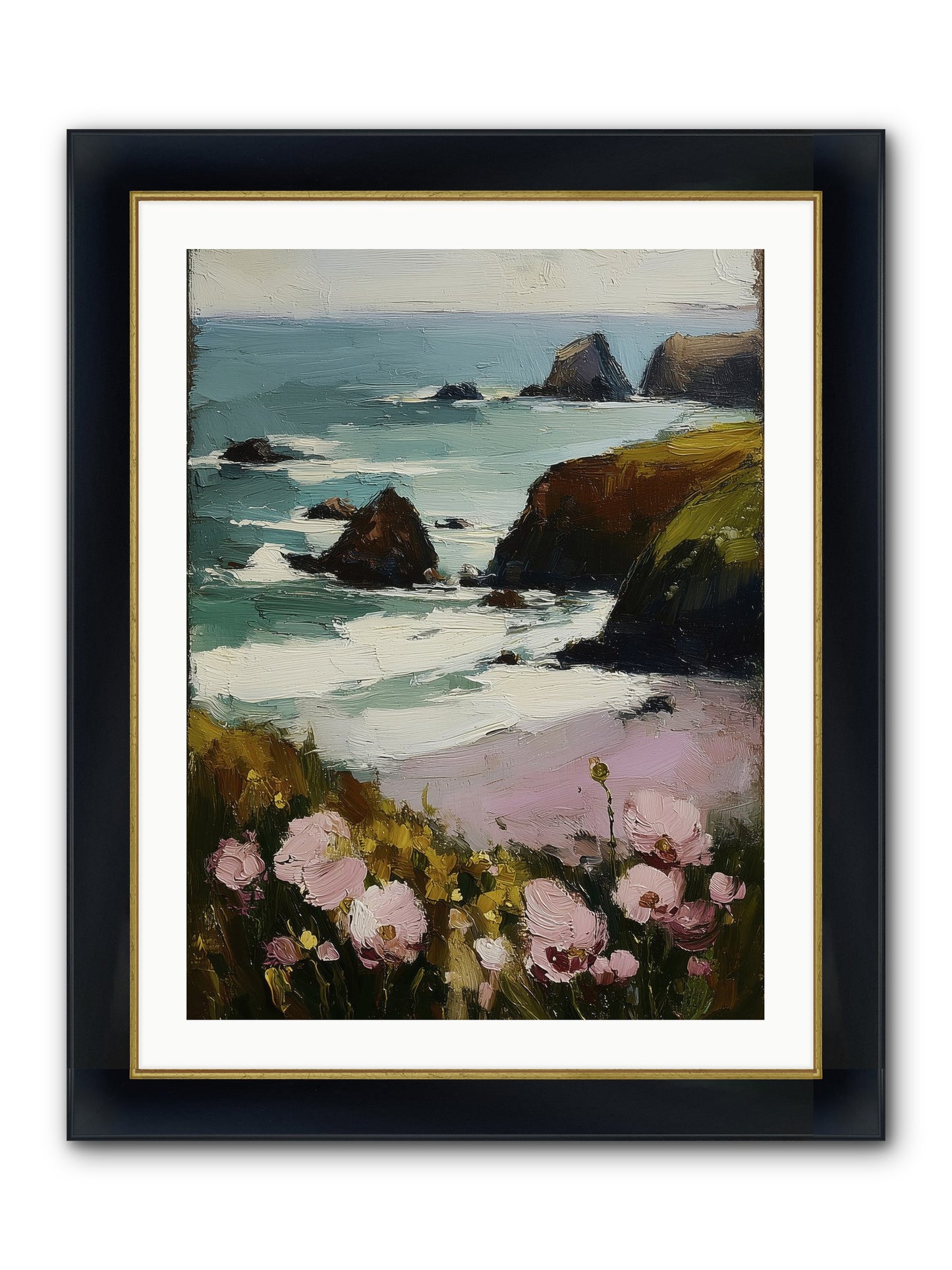 Silk-Spun Hours Framed Print - Wide Black w/Gold 24x32