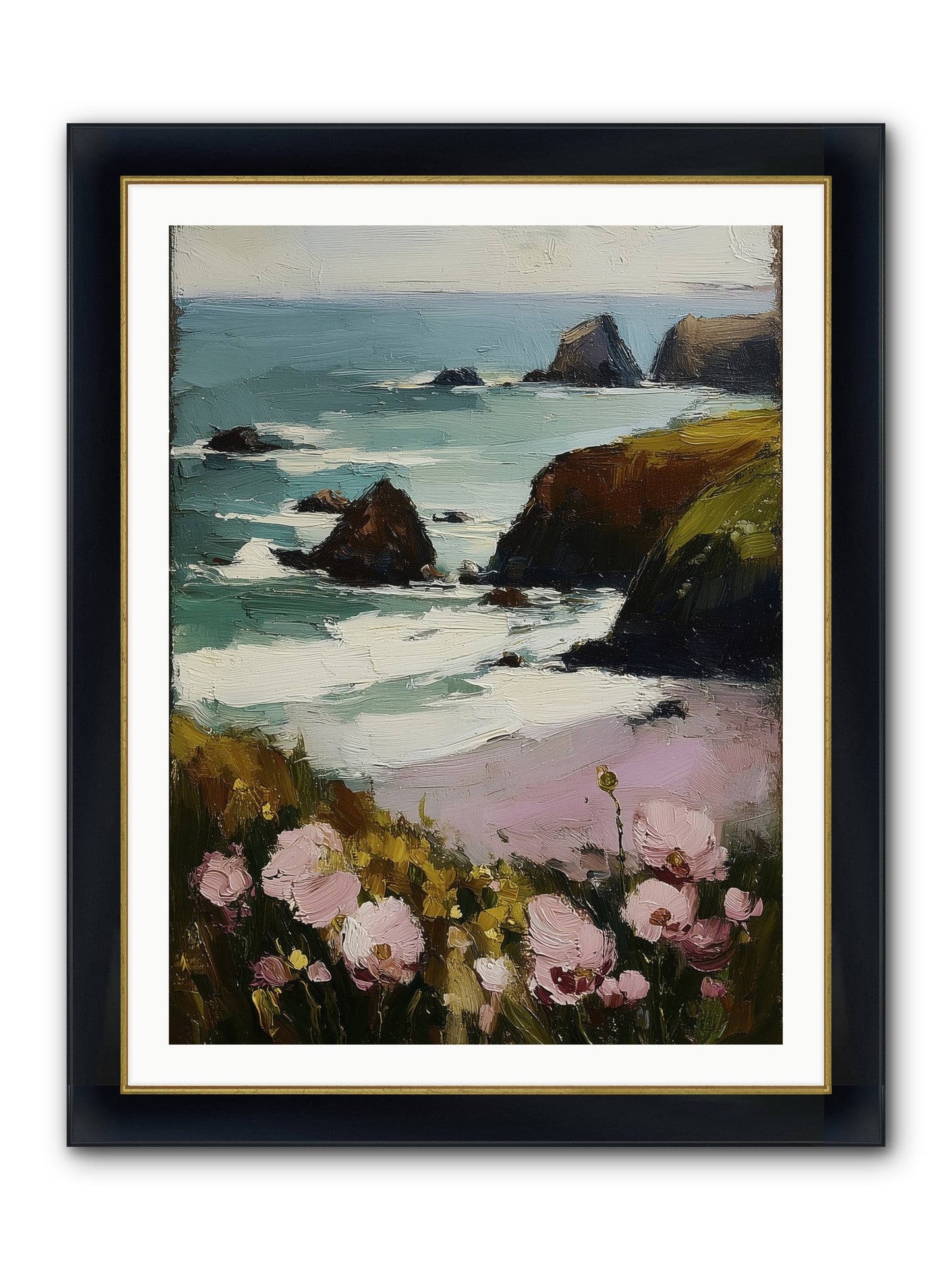 Silk-Spun Hours Framed Print - Wide Black w/Gold 30x40
